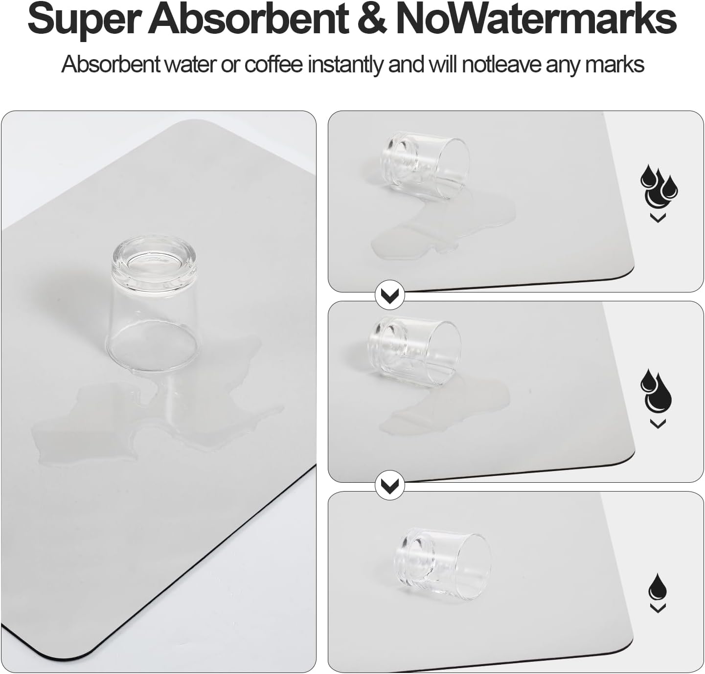 Dish Drying Mat for Kitchen Counter | Coffee Bar Mat for Countertops | Heat Resistant Drainer Mat with Non-slip Rubber Backed | Hide Stain Kitchen Absorbent Draining Mat | Light Grey 16"x20"