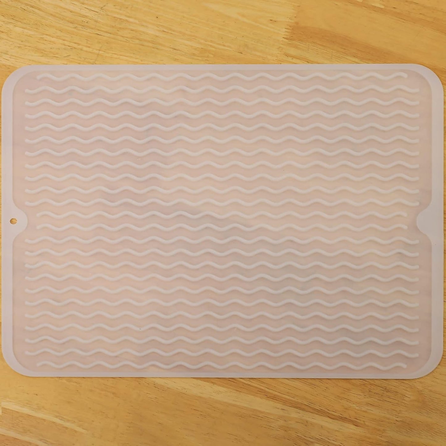 Silicone Dish Drying Mat for Multiple Usage,Easy clean,Eco-friendly,Heat-resistant Silicone Mat for Kitchen Counter or Sink,Refrigerator or drawer liner Translucent L 16 inches x 12 inches
