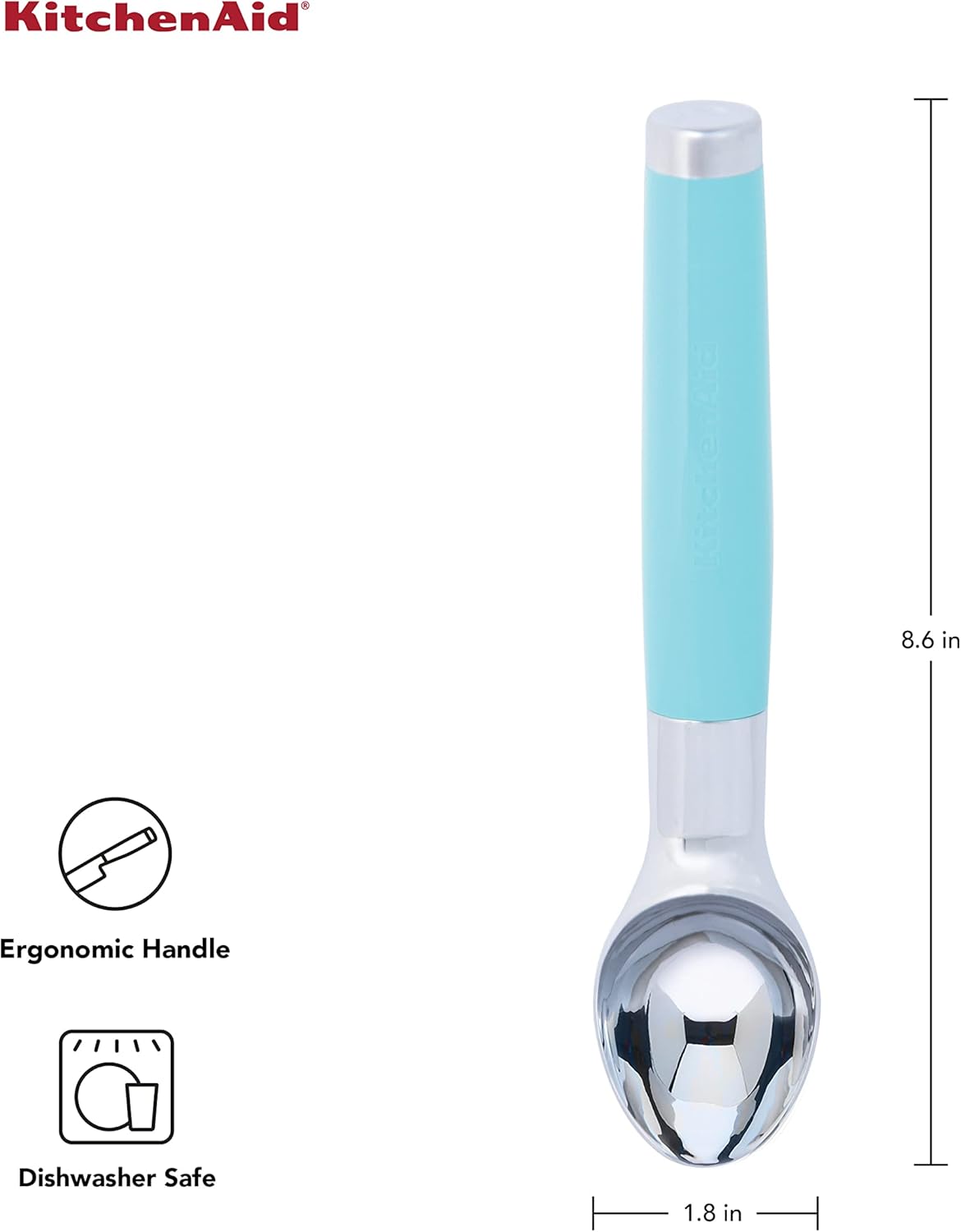 KitchenAid Classic Ice Cream Scoop, 8.6 inches, Aqua Sky
