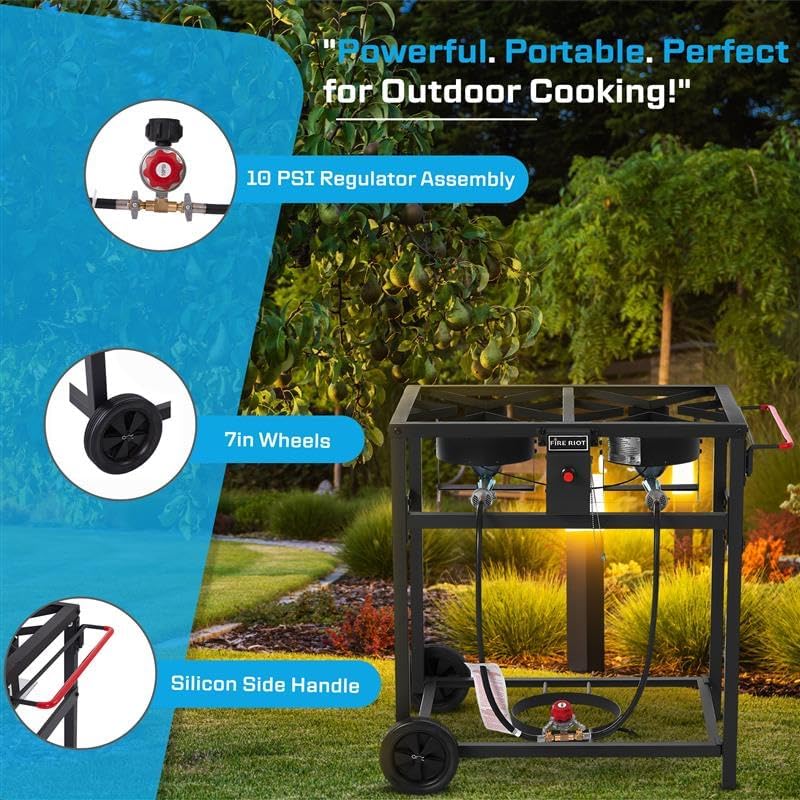 Deep Fryer with Double Burner Propane Stove Outdoor - 2-18QT Aluminum Pots & Frying Baskets- Perfect for fish fryers, Wings, Fries, Cajun Fry