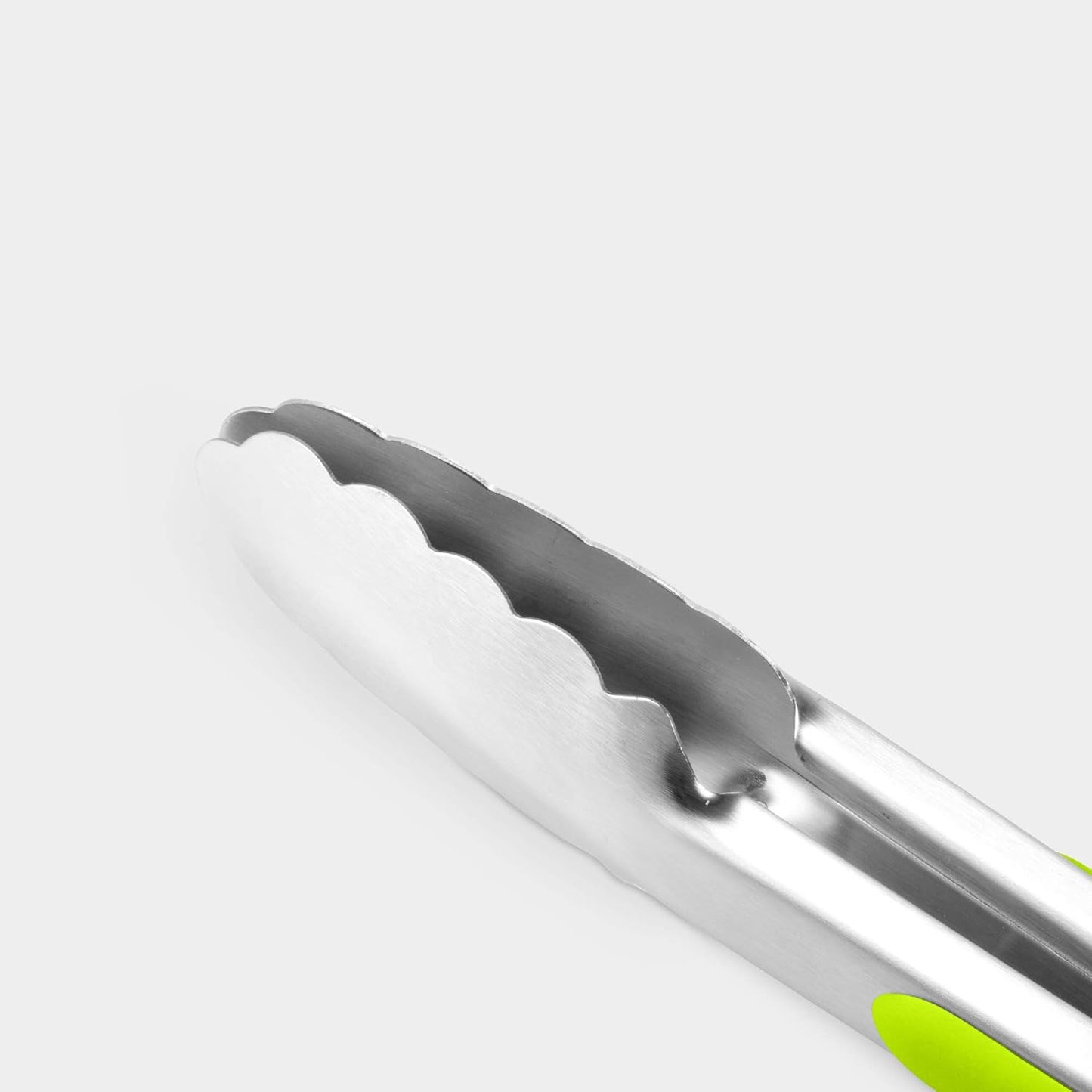 304 Stainless Steel Kitchen Cooking Tongs, 9" and 12" Set of 2 Sturdy Grilling Barbeque Brushed Locking Food Tongs with Ergonomic Grip, Green