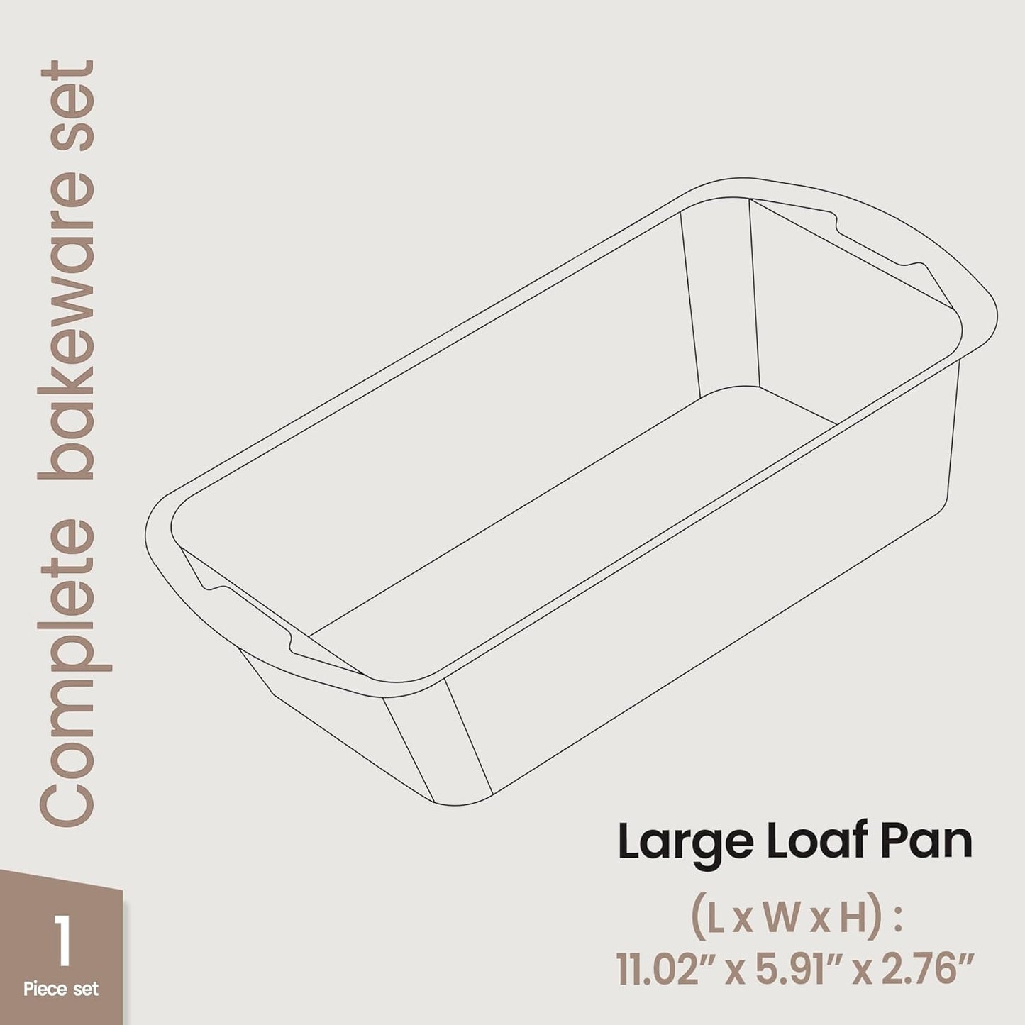 Nonstick Loaf Pan Set Pack of 1, Carbon Steel 11" Large Baking Bread Pan, Oven Safe Up to 450°F, PFOA, PFOS, PTFE Free, Space Saving Stackable Design, Stain Resistant, Dishwasher Friendly,White Marble