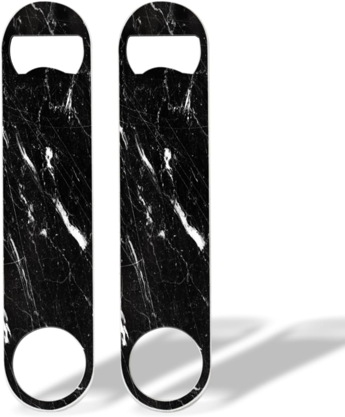 2 PACK Beer Bottle Opener, Stainless Steel Flat Bottle Openers,7 inch Metal Decor,Black Marble