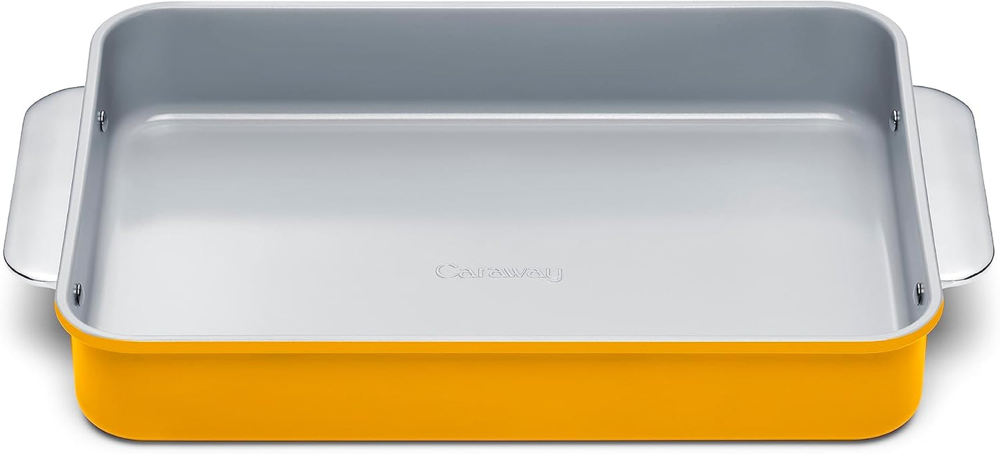 Caraway Non-Stick Ceramic 9”x13” Rectangle Pan - Naturally Slick Ceramic Coating - Non-Toxic, PTFE & PFOA Free - Perfect for Brownies, Lasagnas, and More - Marigold