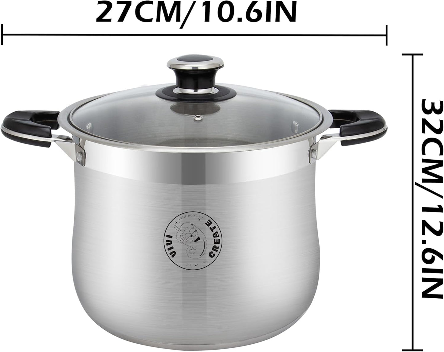 Vivicreate Stainless Steel Stock Pot with Lid for Induction Cooking Boiling Pasta Stew Soup Large Capacity Cookware with Handles for Kitchen Spaghetti Olla Olla de Acero Inoxidable (22.5 QT)
