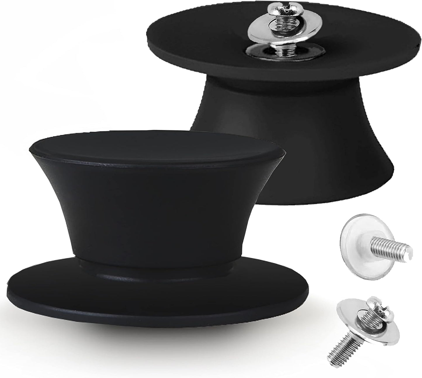 Anaeat Universal Pot Lid Replacement Knobs - Heat Resistant Silicone Pan Lid Holding Handles, Soft Non-Slip Knob for Kitchen Cookware Lid & Cover (2 Pack Black)