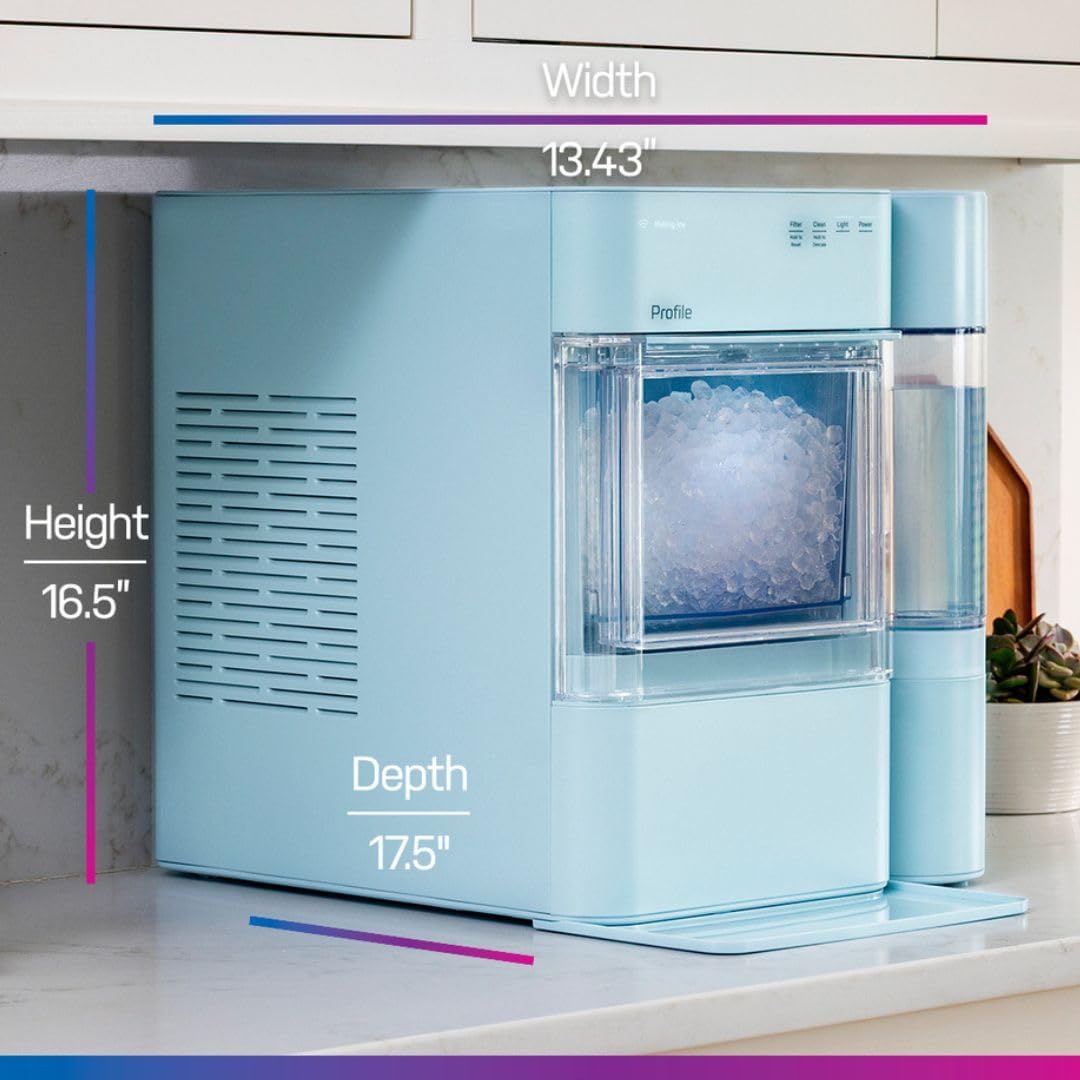 GE Profile Opal 2.0 XL with 1 Gallon Tank, Chewable Crunchable Countertop Nugget Ice Maker, Scoop Included, 38 lbs in 24 Hours, Pellet Ice Machine with WiFi & Smart Connected, Moonstone Blue
