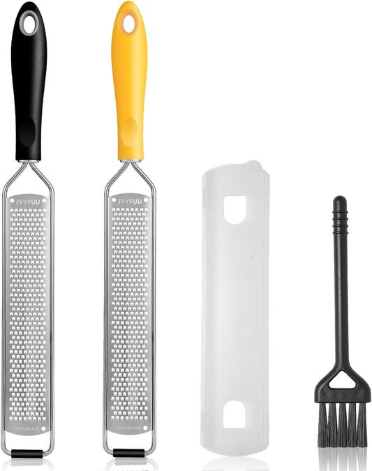 Premium Lemon Zester Grater,Kitchen Tool for Parmesan Cheese, Lemon, Ginger, Garlic, Nutmeg, Chocolate, Vegetables, Fruits,Sharp Stainless Steel Blade,Dishwasher Safe (Black+Yellow)