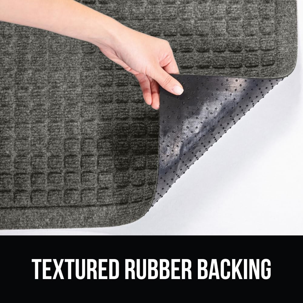 GORILLA GRIP Front Door Mat, 35x23, Indoor Outdoor Ultra Absorbent HydroAbsorb Doormat, Absorbs Up to 5.7 Cups of Water, Stain and Fade Resistant, Rubber Backing Doormats, Captures Dirt, Gray