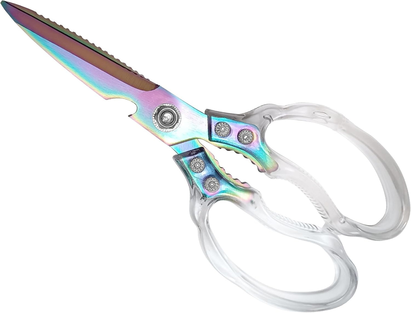 Heavy Duty Kitchen Scissors, Stainless Steel & Aluminum, Serrated Edge, Ambidextrous, Contemporary Style, Blade Color, Kitchen Shears