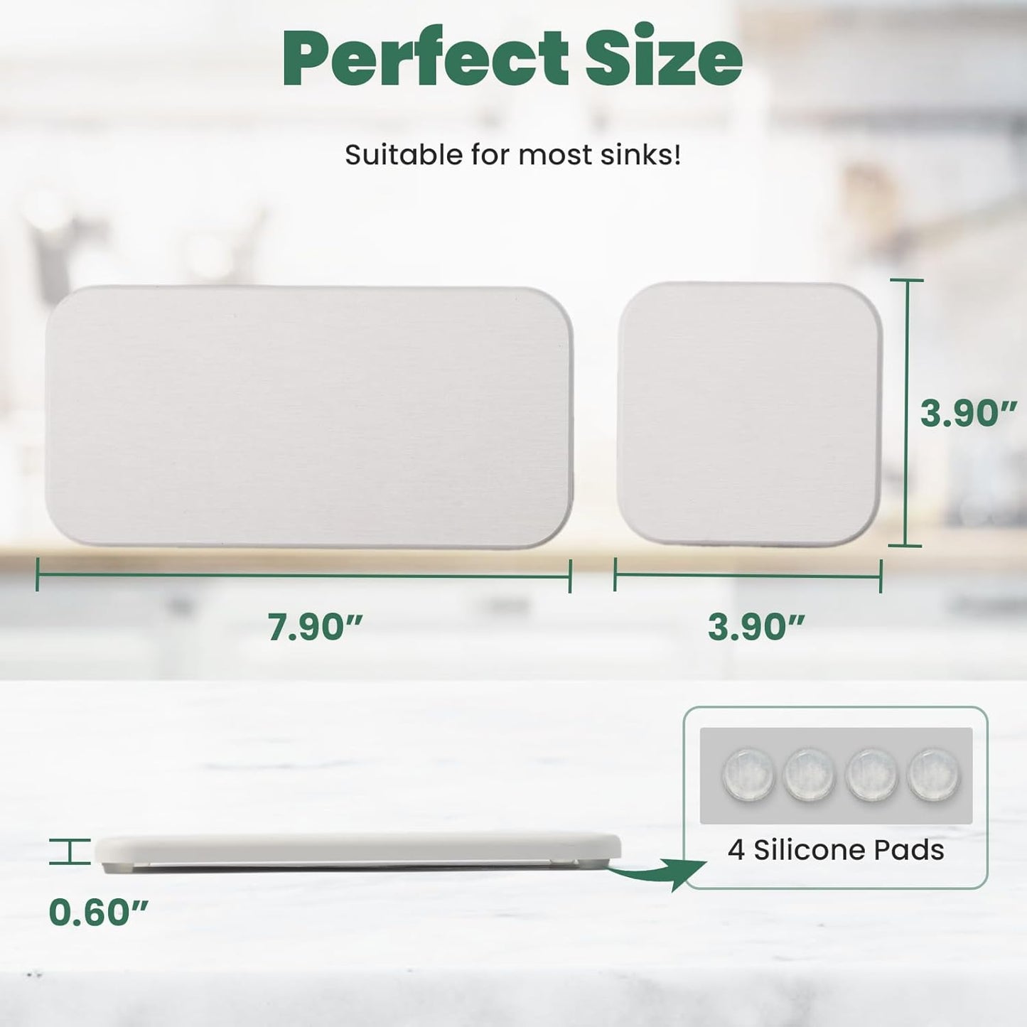 3PCS Water Absorbing Diatomaceous Earth Tray for Sink, Fast Drying Soap & Toothbrush Holders for Bathroom Counter, 1 Stone Tray, 2 Stone Coasters