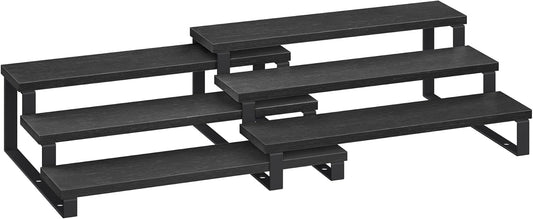 SONGMICS Display Risers, Set of 2 Engineered Wood Perfume Organizer Stand, 3-Tier Cupcake Stand Holder, Spice Rack, Shelf Risers for Figures, Dessert Shelves, Ebony Black and Ink Black UKCS116B01