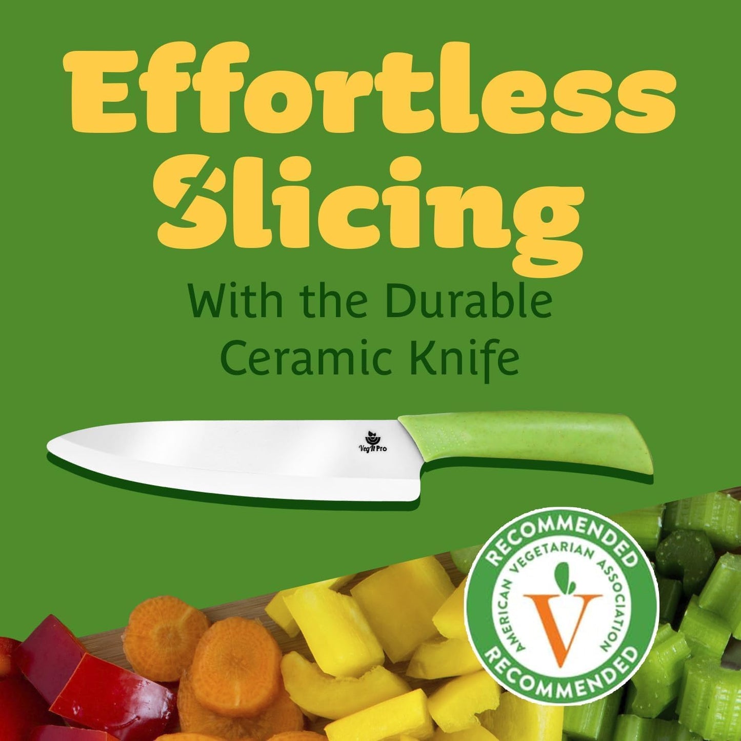 Durable Ceramic Knife for Chopping Vegetables & Fruits, 4” Non-Reactive and Professional Ceramic Chef Knife for Clean Cutting, Rust-Proof Sharp Blade with Ergonomic Handle, Gift-Ready Kitchen Knives