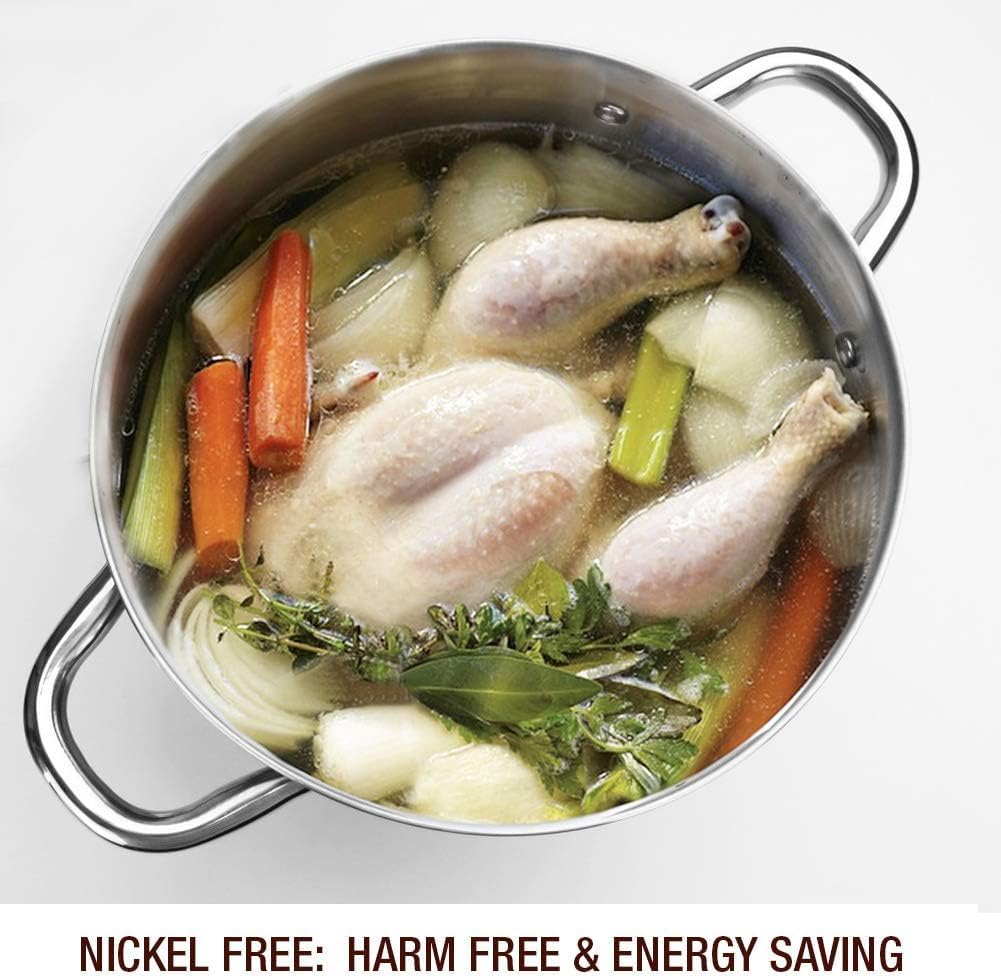 HOMICHEF 10 Quart Stock Pot With Glass Lid - Nickel Free Stainless Steel 10 Qt Pots With Handle - Mirror Polished StockPot 10 Quart - Induction Cooking Pots With Lid - Healthy Soup Pot