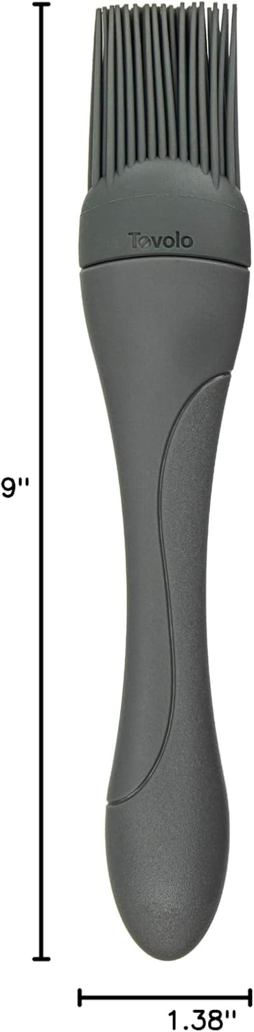 Tovolo Large 9” Heat Resistant Kitchen Silicone Cooking Brush Great for Pastry Baking Basting Sauces Marinades Glazing Oil Brushing Baste Meats Pastries Cakes Desserts, Charcoal Gray