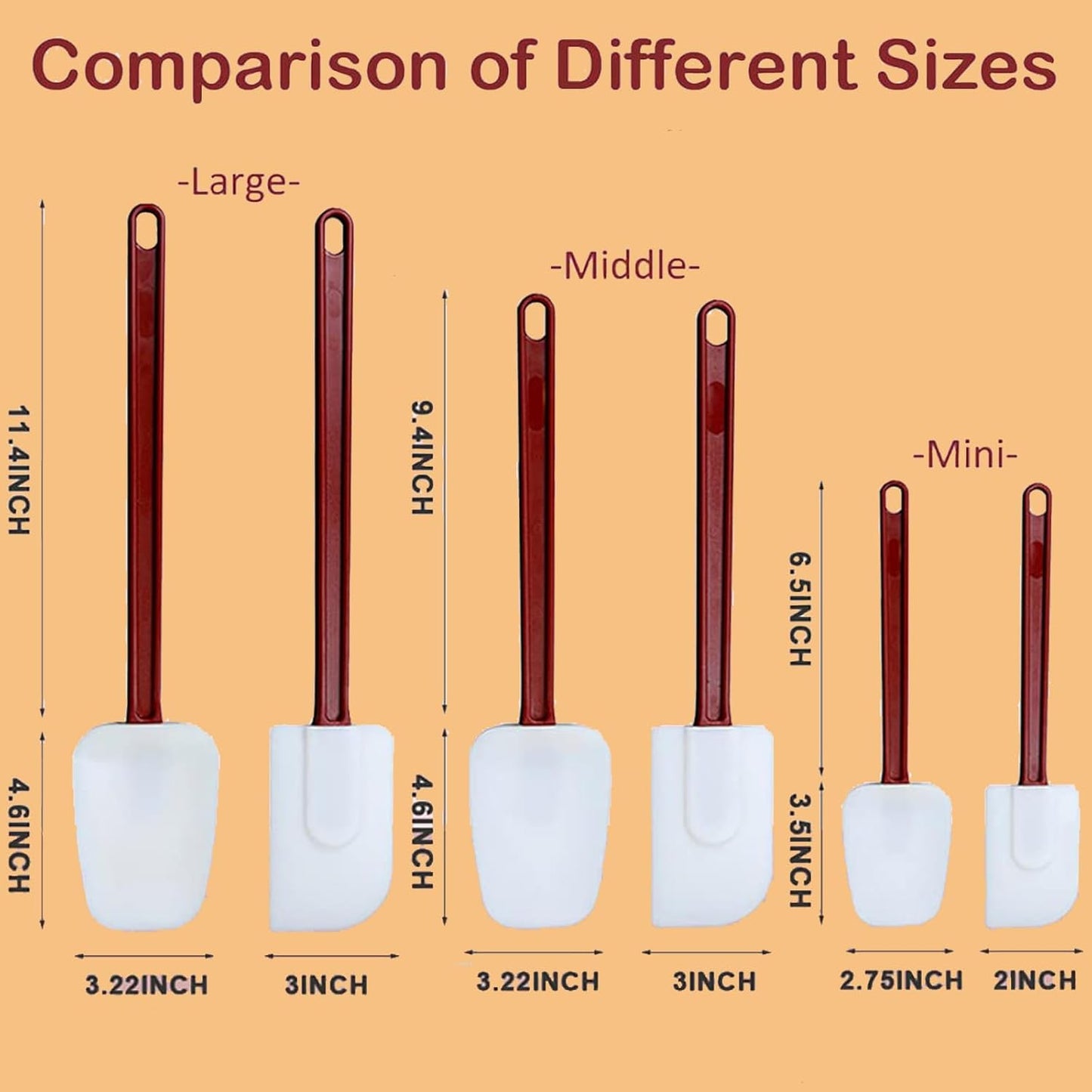 Silicone Spatulas Heat Resistant.Commercial Spatula for Cooking.Heavy Duty Rubber Spatulas.Silicone Spatula Set of 2 (9.5inch)