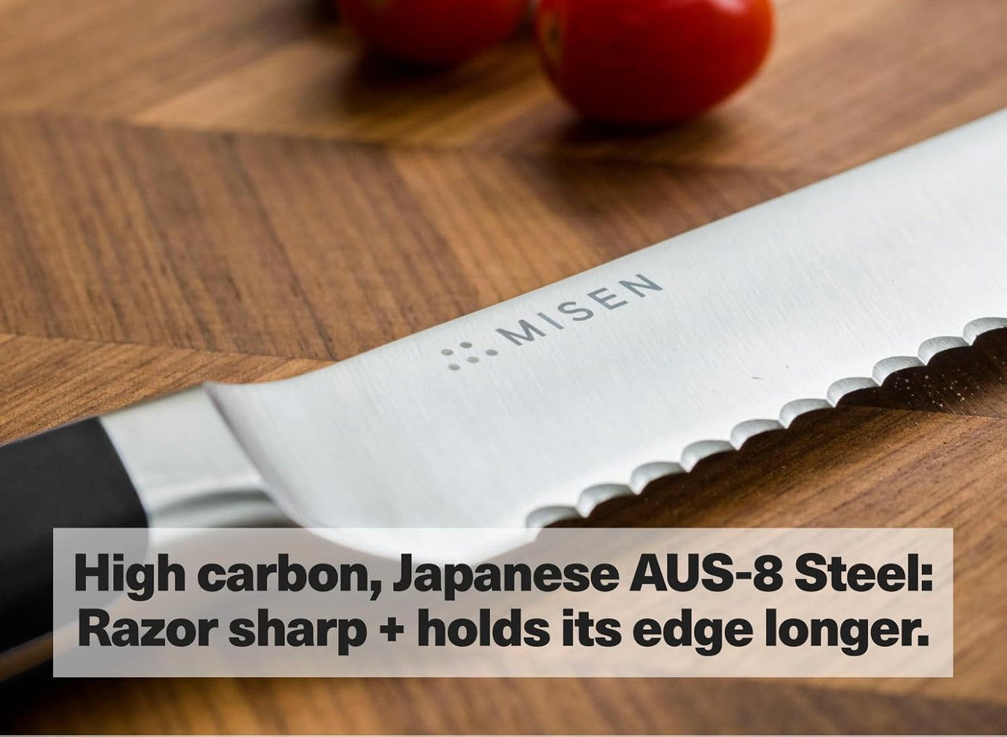Misen Serrated Bread Knife - High-Carbon Japanese AUS8 Steel - Perfect for Soft Foods, Bread, Pastries, and Fruits - Verstatile Slicer, Razor-Sharp Edge, Durable Blade, Ergonomic Handle - 10", White