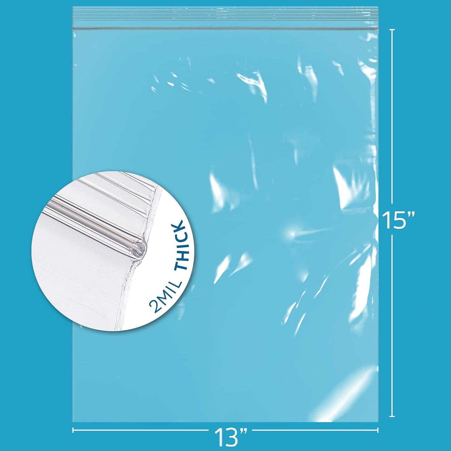 GPI PACK of 500, 2 Gallon, 13" x 15", CLEAR PLASTIC RECLOSABLE ZIP BAGS - Bulk 2 mil, Large, Strong & Durable Poly Baggies with Resealable Zip Top Lock for Travel, Storage, Packaging & Shipping.
