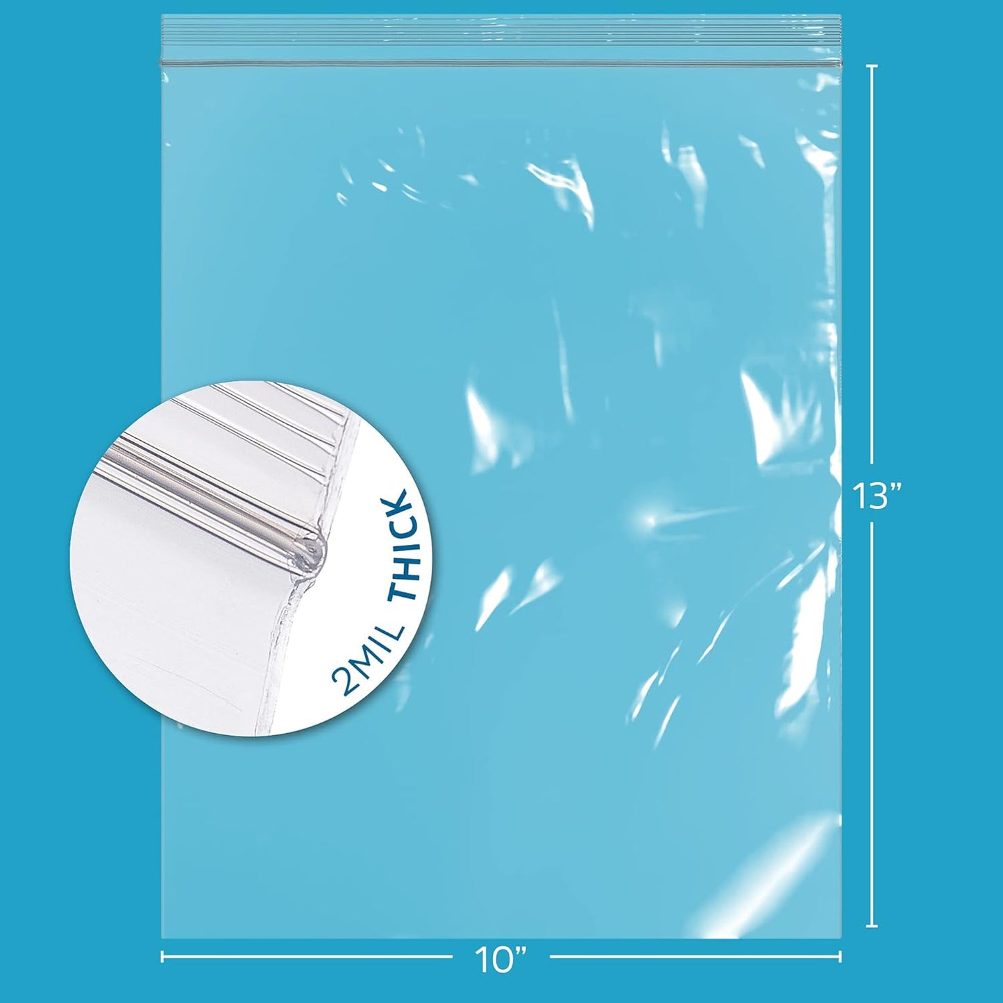 GPI Case of 1000, 10" X 13" Clear Plastic Reclosable Zip Bags - Bulk 2 Mil Thick Strong & Durable Poly Baggies with Resealable Zip Top Lock for Travel, Storage, Packaging & Shipping.