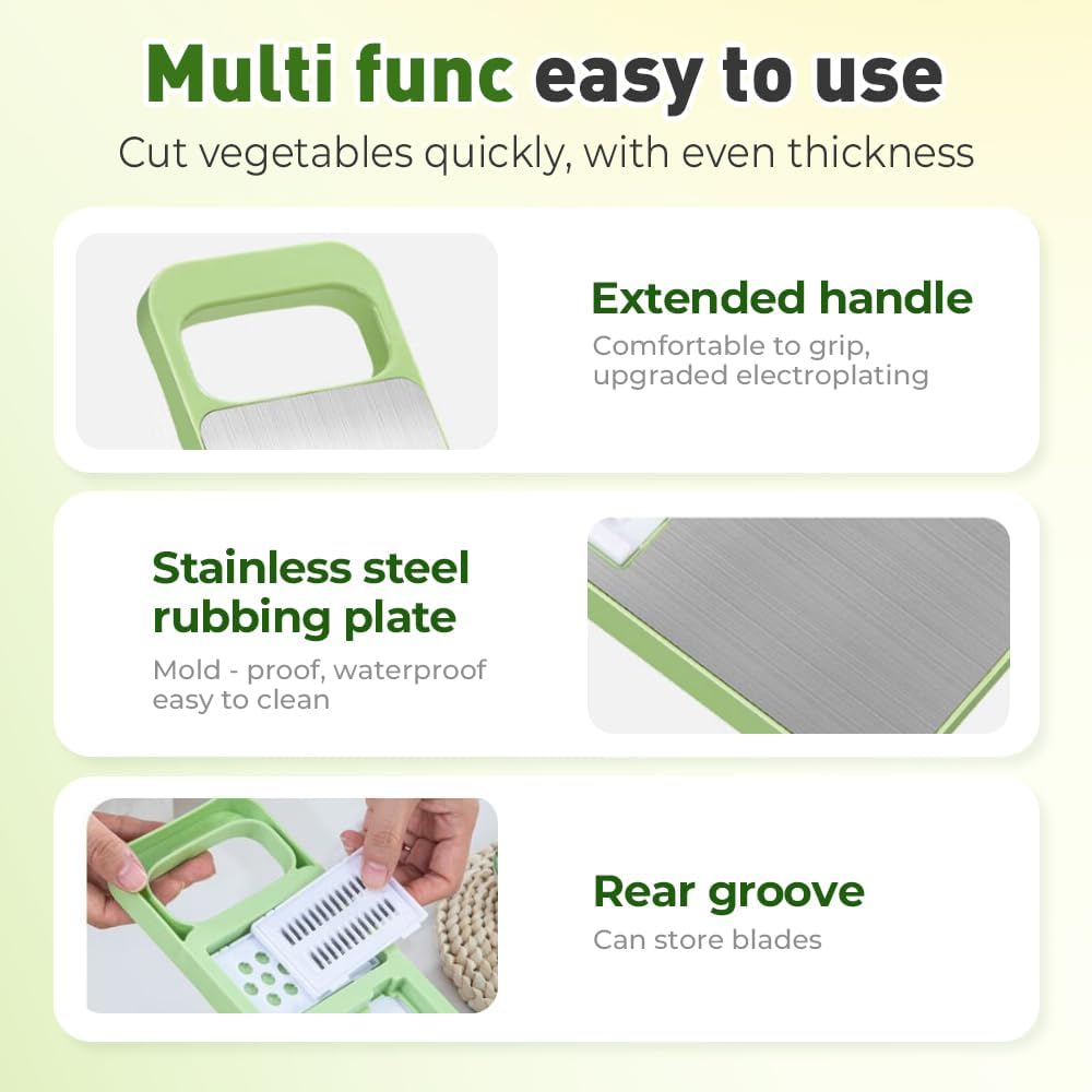 Multifunctional Vegetable Cutter, 2025 New Vegetable Slicer with Adjustable Stainless Steel Blade, Kitchen Chopper with Hand Guard for Vegetable, Fruit, Onion, Potato, Tomato, Cabbage (3pcs)