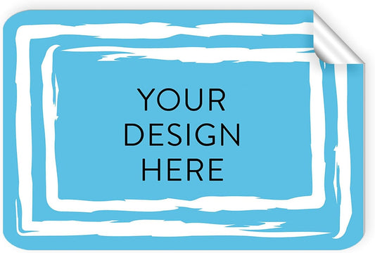 100 Custom Vinyl Stickers - Upload Your own Image, Text, Design, Logo - Personalized Logo Labels for Handmade, Packaging, Bottle, Jars, Candle, Brand Stickers (Blue Swirls, 4x2)