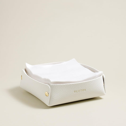 OLETHA Napkin Holder for Luncheon Napkins - Aesthetic Desk Decor for Kitchen & Dining Table - White