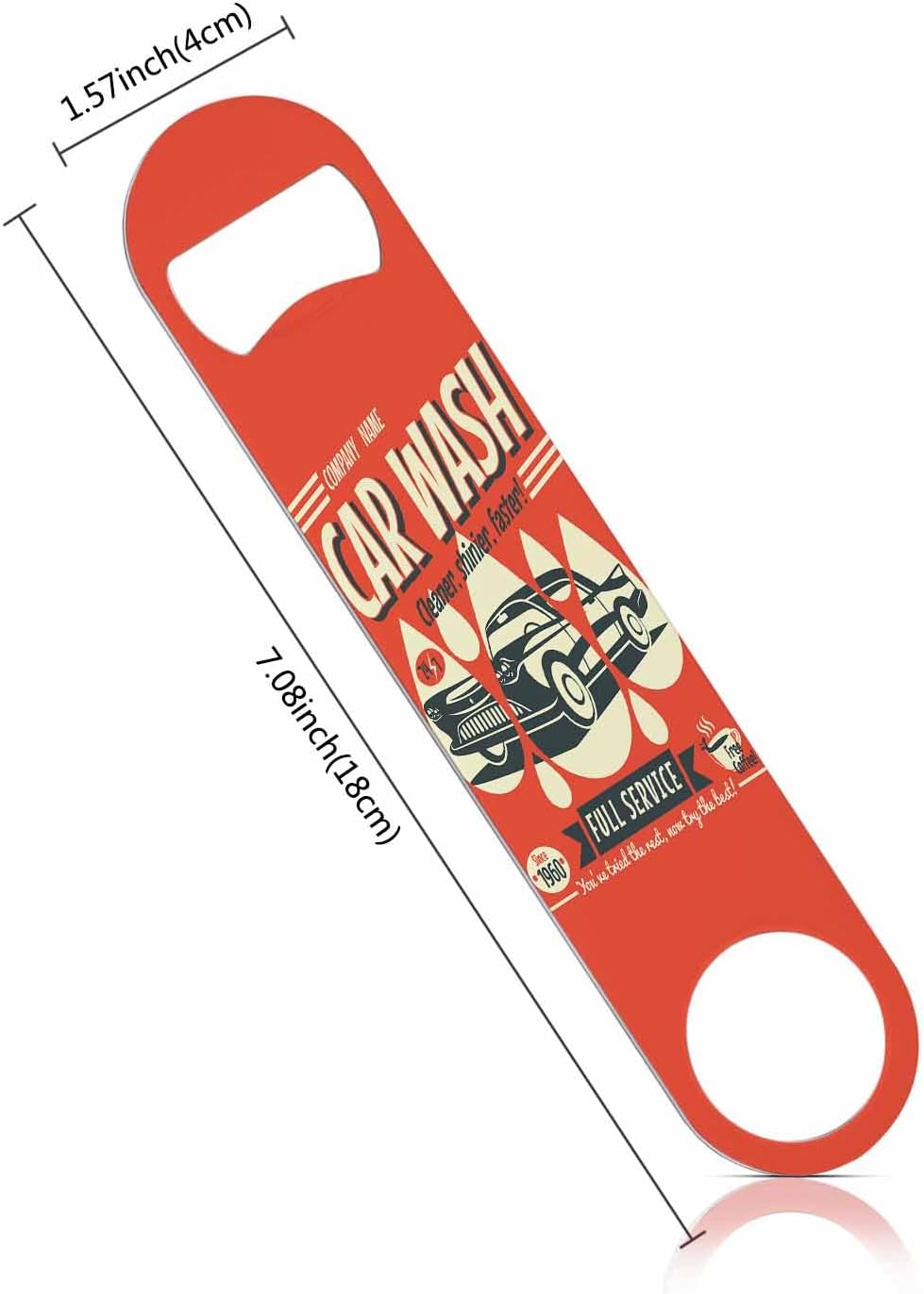 Retro Car Wash Sign Stainless Steel Bottle Opener Wash Cleaner Shinier Faster Full Service Vintage Auto Machine Flat Beer Bottle Opener Keychain for Home Kitchen Bar Restaurant Party Gift