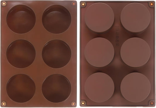 uxcell 2pcs Silicone Muffins Pan, 6 Cup Silicone Cupcake Pan Nonstick Baking Tray for Muffins, Cupcakes, Dishwasher Safe, Brown