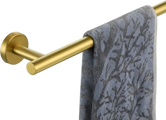 JQK Bath Towel Bar, 27 Inch Brushed Light Gold Towel Rack Bathroom, 304 Stainless Steel Thicken 0.8mm Towel Holder Wall Mount, Useable Length 24 Inch, TB110L24-BG