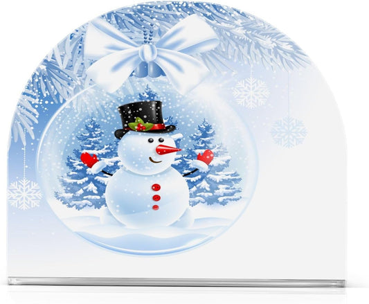Snowman Winter Snowflake Christmas Napkin Holder for Table Paper Napkins Holder Acrylic Tissue Dispenser Kitchen Dining Room Bathroom Party Car Decor