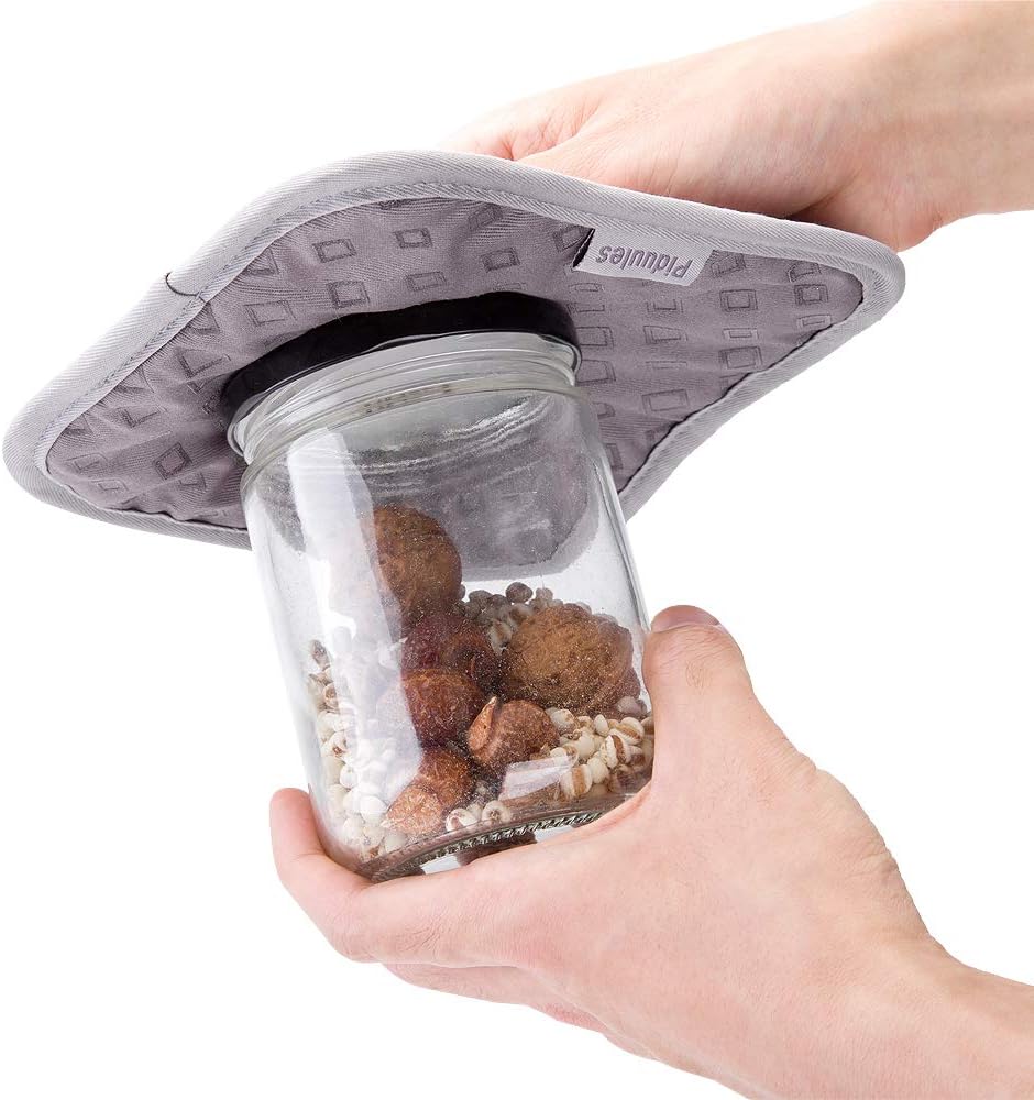 Set of 4 Oven Mitts and Pot Holders, 482 F Heat Resistant Hot Plate Moving Non-Slip Gloves for BBQ, Grill, Baking, Cooking, Oven, Microwave (Gray)