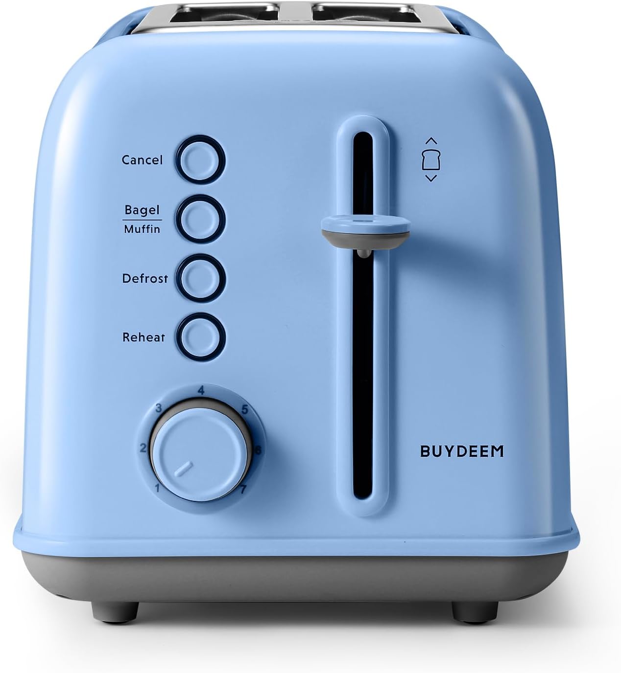 BUYDEEM DT620 2-Slice Toaster, Extra Wide Slots, Retro Stainless Steel with High Lift Lever, Bagel and Muffin Function, Removal Crumb Tray, 7-Shade Settings,Blue