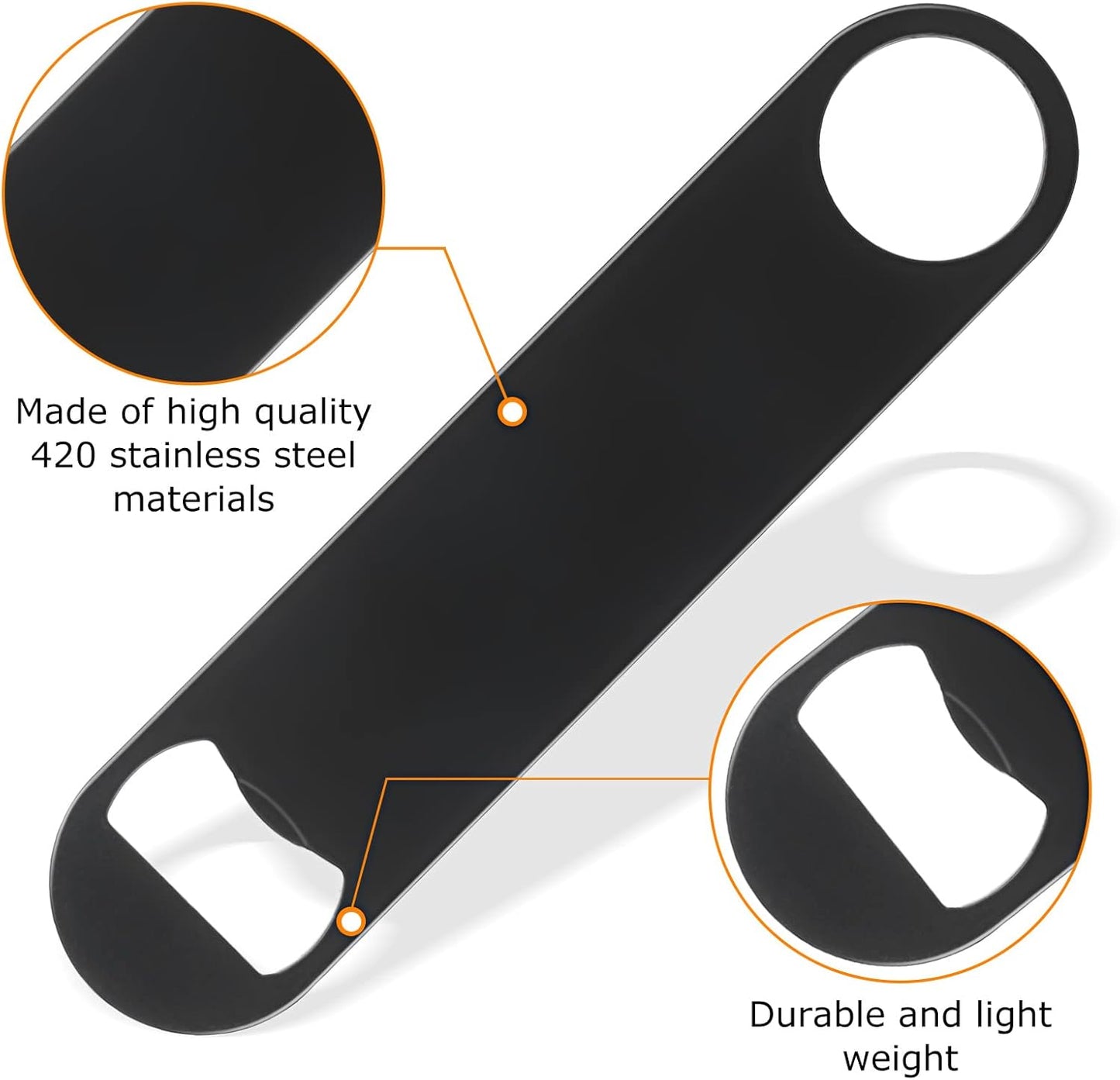 QTLCOHD 20 Pack Flat Bottle Opener 7 Inch Stainless Steel Bottle Openers Bulk Black Beer Bottle Opener Bartender for Kitchen Bar or Restaurant