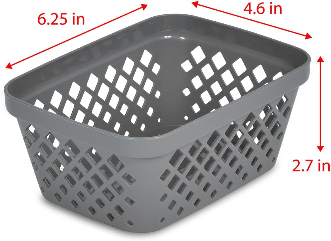 Glad Plastic Storage Basket Set - Multipurpose Drawer Trays, Kitchen Pantry Containers, and Bathroom Bins - 9 Pack Small Organizers, Grey