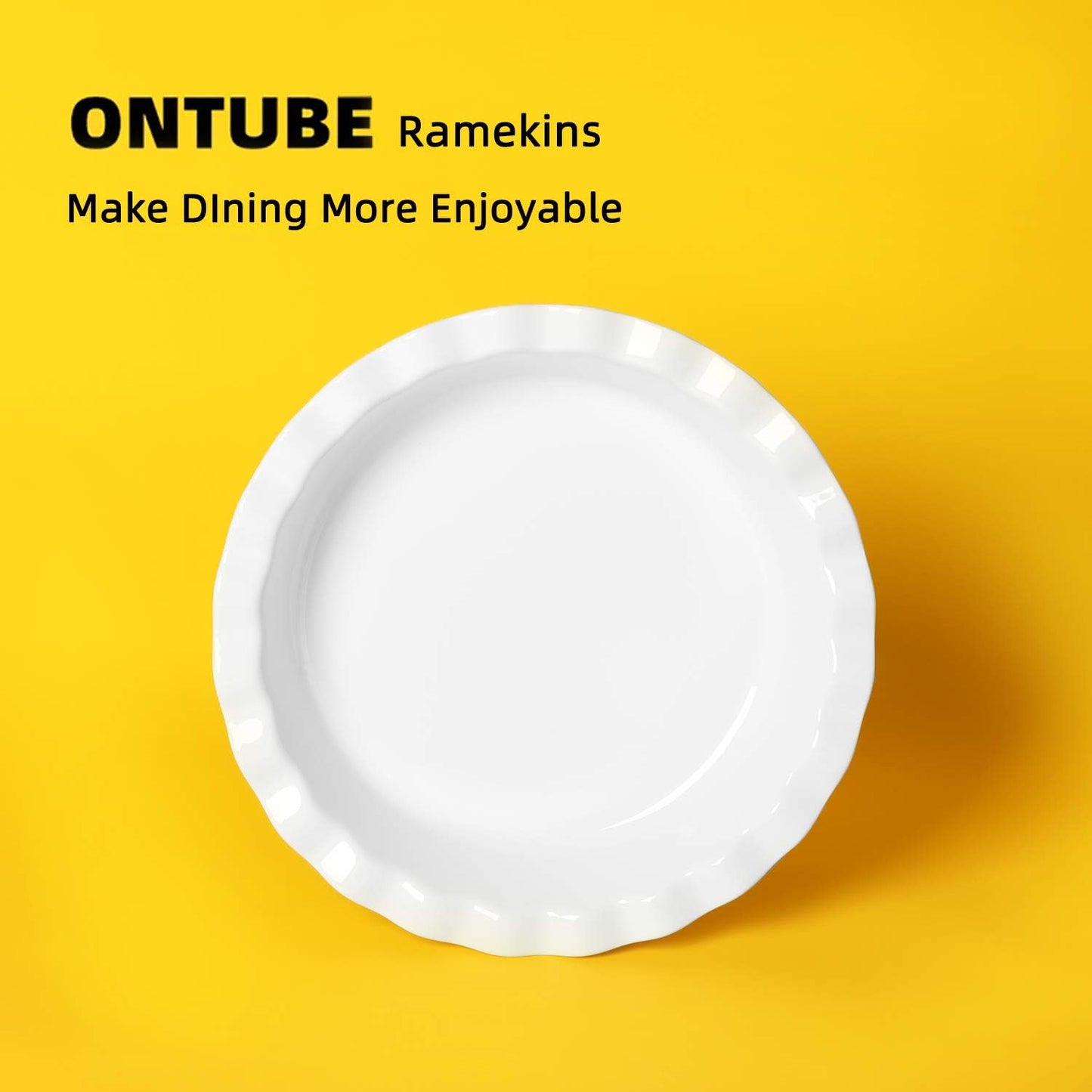 ONTUBE 10.5-Inch Deep Pie Pans 50oz, Ceramic Large Round Pie Tins for Baking, (White, 1 Pieces)