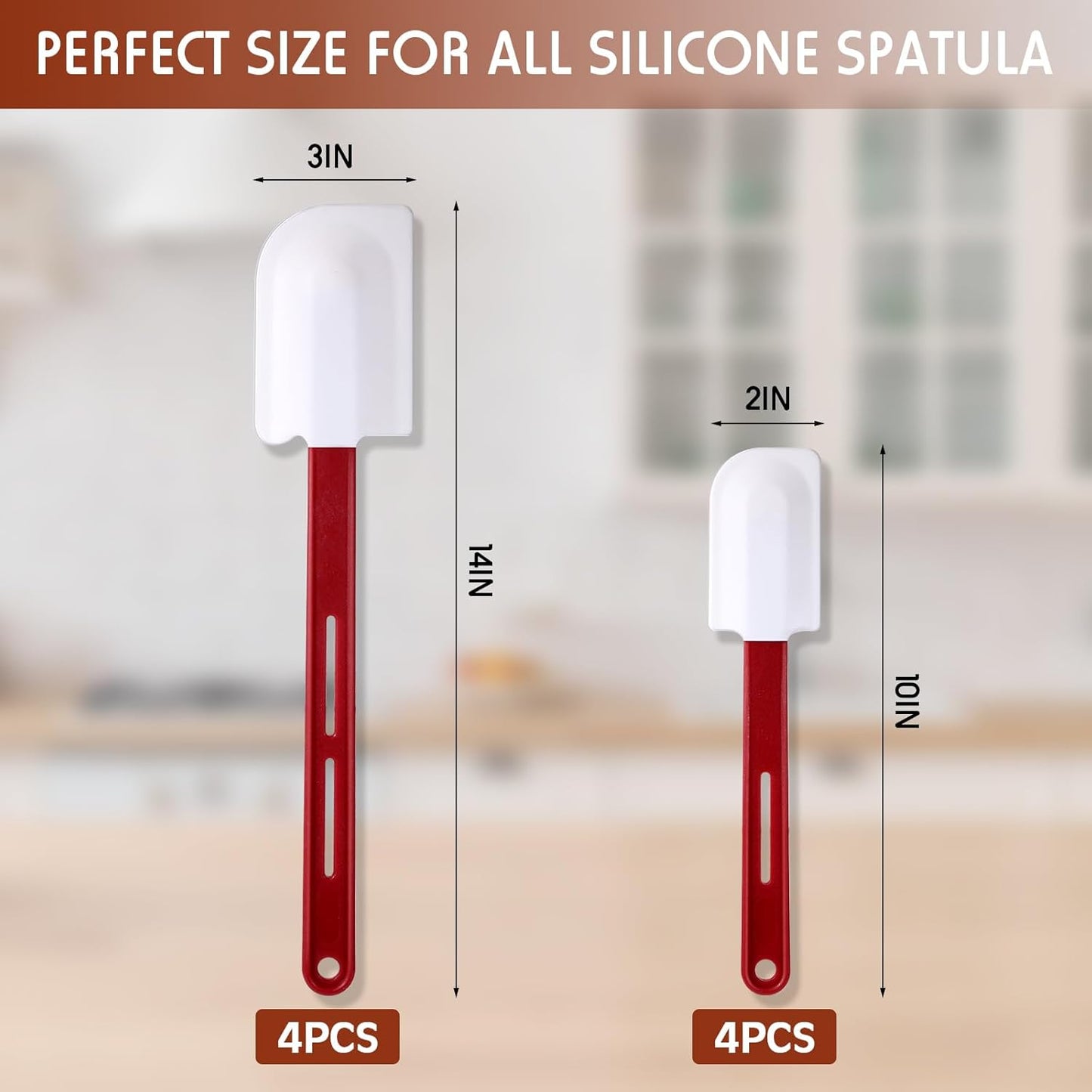 Norme 8 Pcs High Temp Silicone Spatulas Heat Resistant Rubber Spatula Commercial Silicone Scraper with Handle for Kitchen Cook Baking Mixing Utensil, Dishwasher Safe (10 Inch,14 Inch)