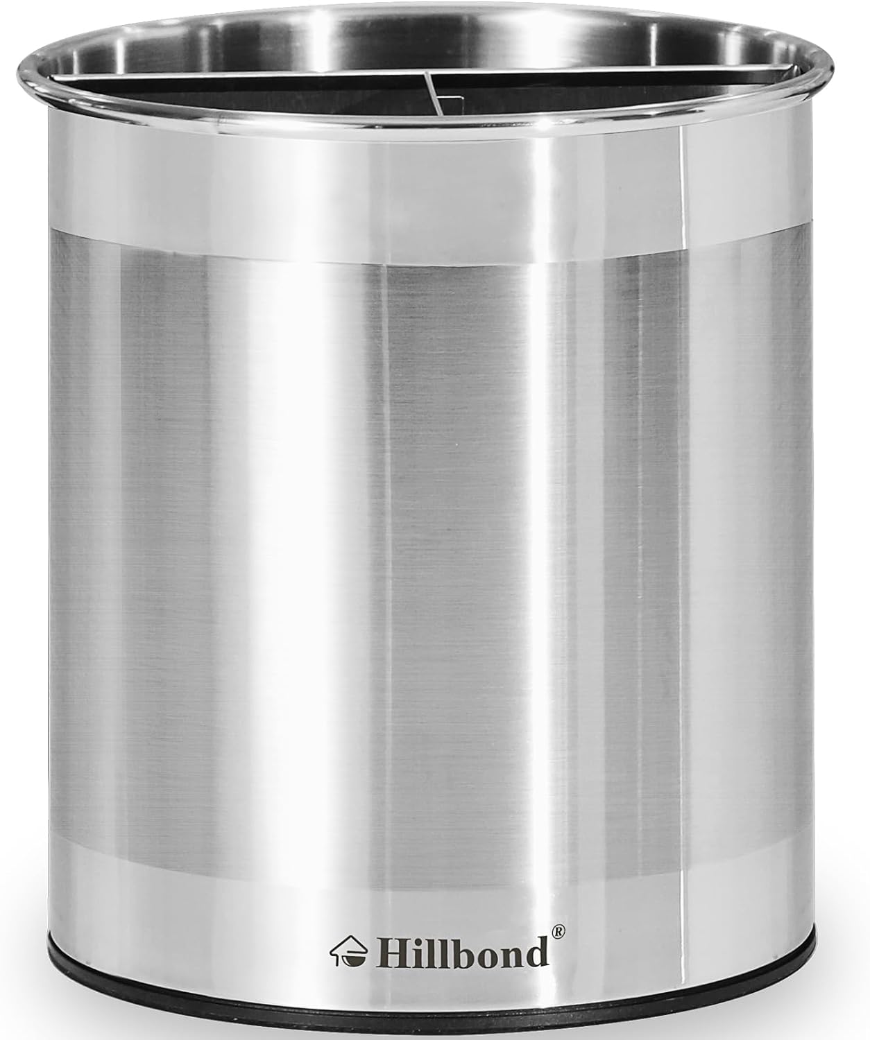 Hillbond Stainless Steel Utensil Holder for Kitchen Counter with Removable Divider, 6.9x7.5 inch Metal Utensil Holder for Countertop, 360° Rotating Spatula Crock for Cooking (EXTRA LARGE)