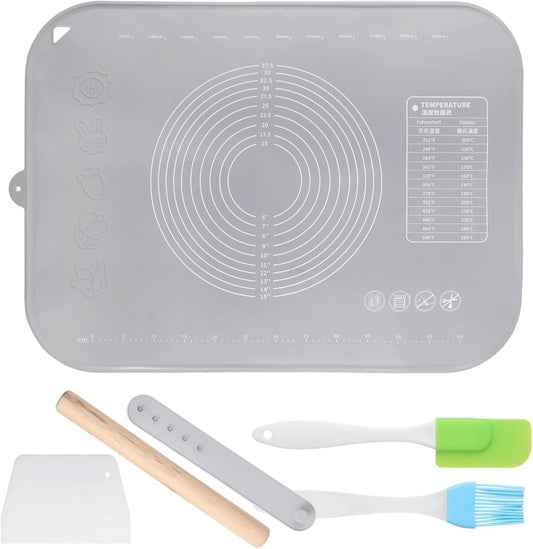 Large Silicone Baking Mat, 31.5×23.6" Non-stick Dough Rolling Mat with Measurements, Extra Thick Kneading Mat with Raised Edges, Heat-resistant Countertop Pastry Mat with Accessories