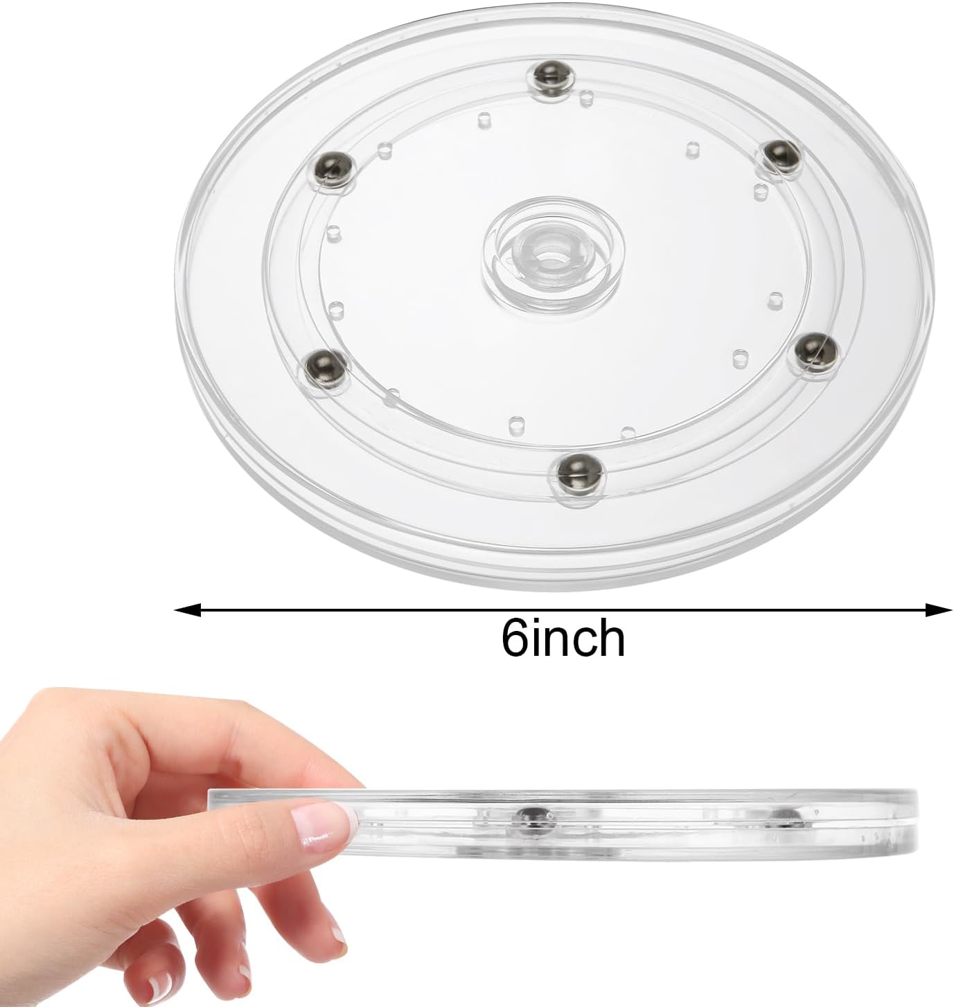 6Pack Small Lazy Susan 6 inch, Lazy Susan Turntable Organizer Acrylic Lazy Susan for Kitchen Spice Rack Table Cake Kitchen Pantry Decorating