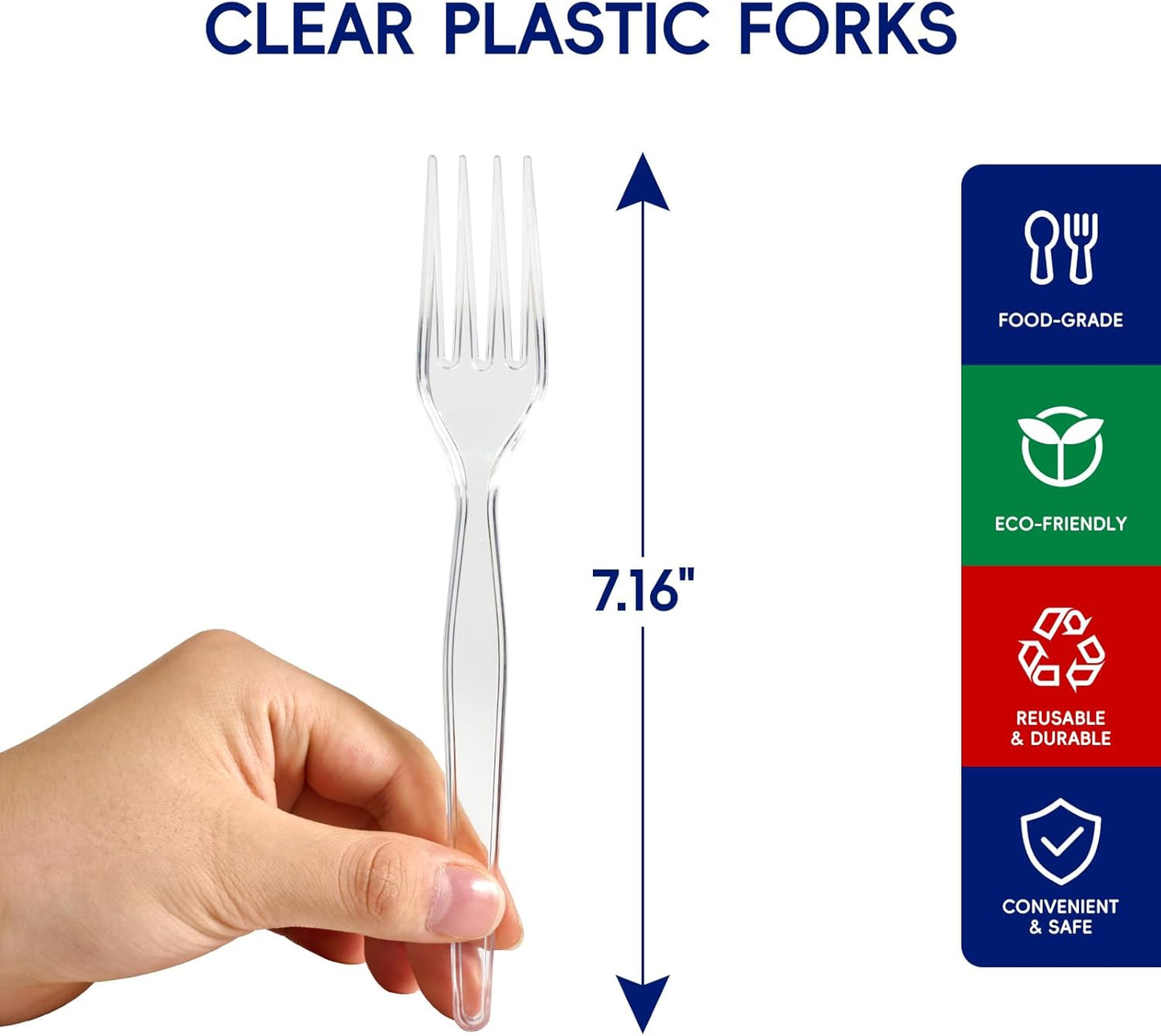 JOLLY CHEF [300 Count] Clear Plastic Forks,Heavy Duty Disposable Forks Plastic Utensils Perfect for Home, School, Party, Restaurant or Daily use