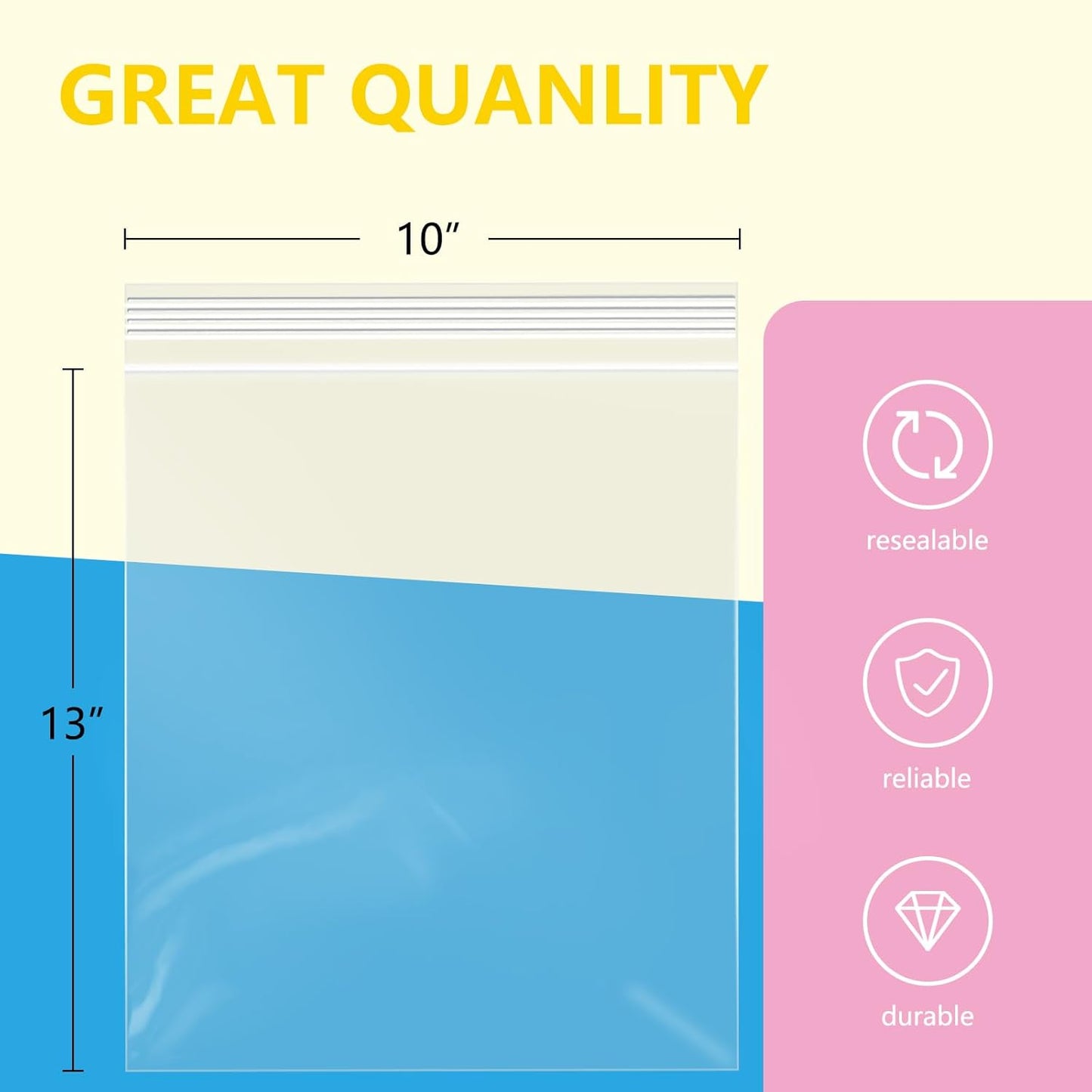 iMailer - 1000 Pcs- 10" x 13" Clear Zip Bags - Reclosable Plastic Zip Poly Bags 2 Mil for Prints, Photos, Documents, Clothing, T-Shirt