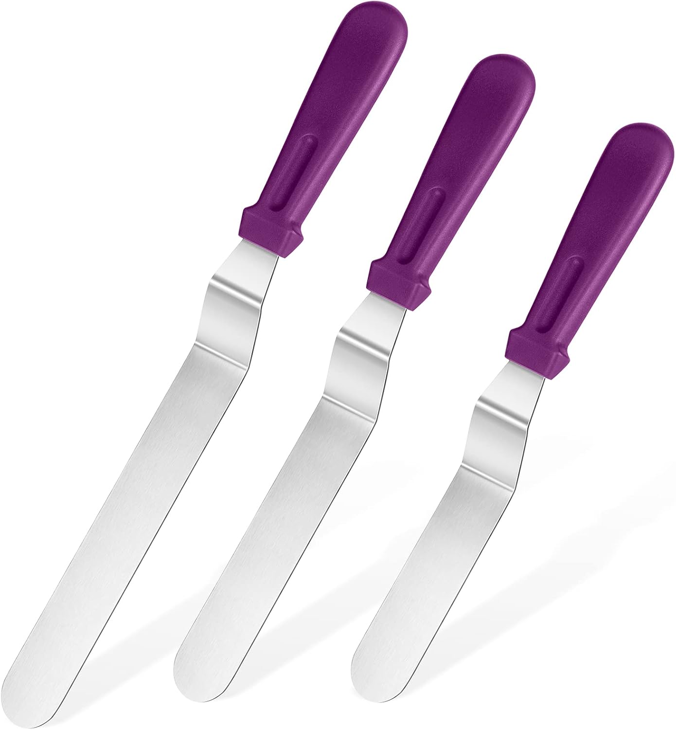 Icing Spatula, U-Taste Offset Spatula Set with 6", 8", 10" Blade, 18/0 Stainless Steel with PP Plastic Handle Angled Cake Decorating Frosting Spatula Set of 3 (Purple)