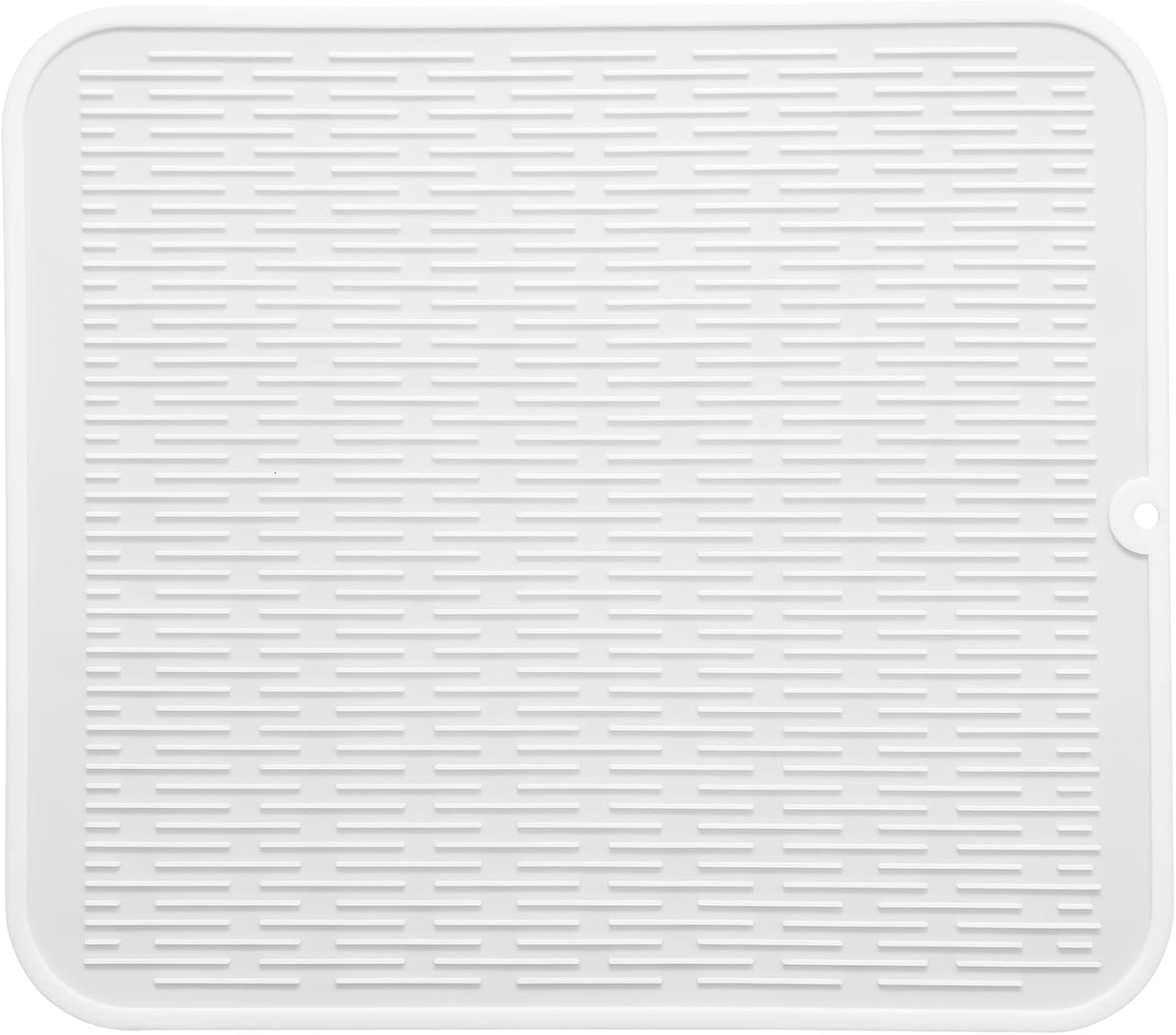 Silicone Dish Drying Mat for Multiple Usage,Easy clean,Eco-friendly,Heat-resistant Silicone Mat for Kitchen Counter or Sink,Refrigerator or Drawer Liner White 2XL 24 inches x 18 inches