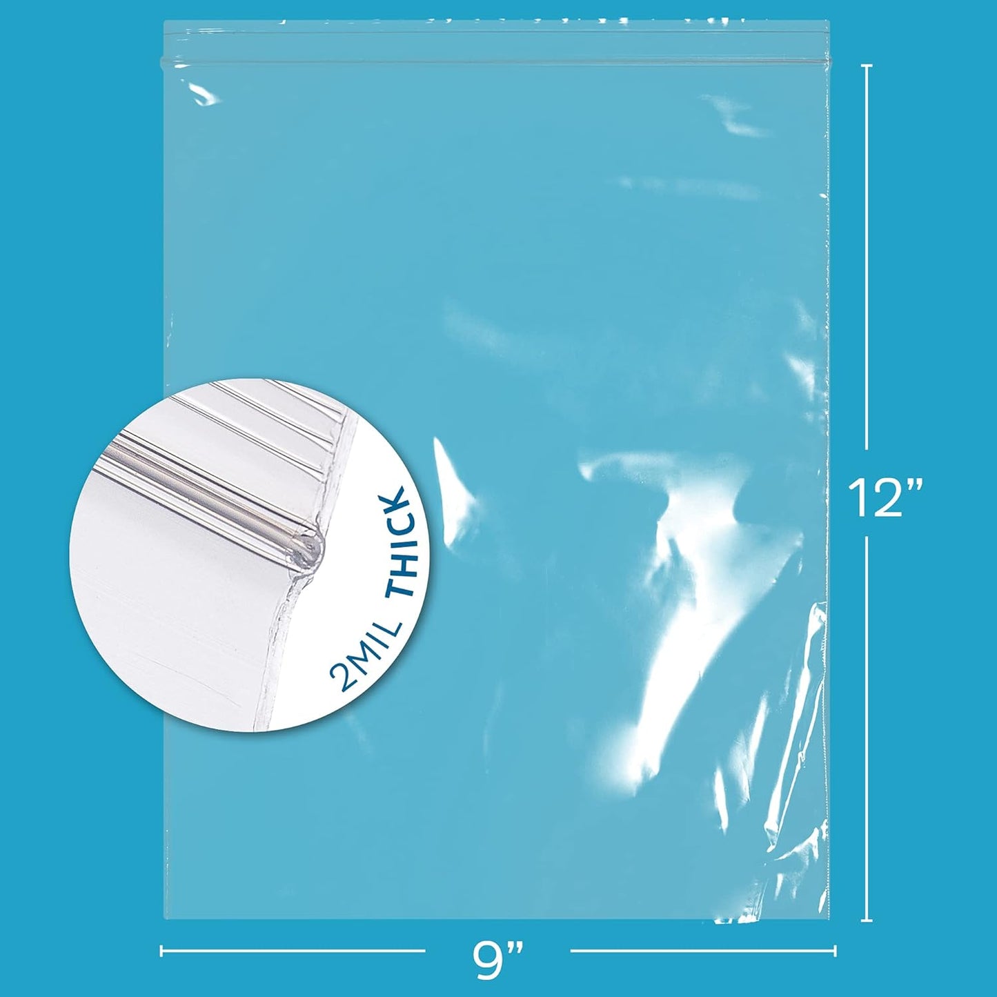 GPI - 9" X 12" - 200 Count, 2 Mil Thick, Clear Reclosable Zip Plastic Poly Bags with Resealable Lock Seal Zipper for A4 Letter Size Paper, Apparel, Clothing, Food & Office Supplies.