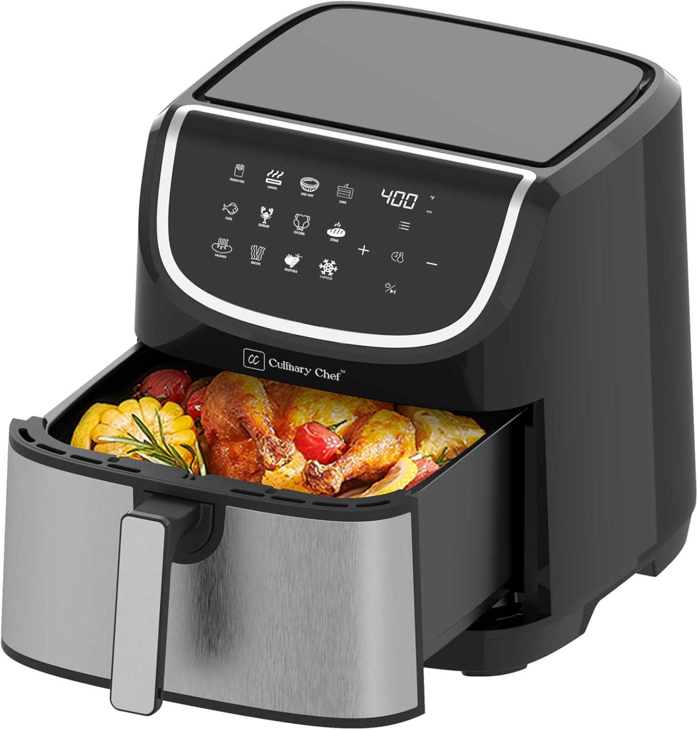 8.45-Quart Electric Air Fryer, Adjustable Temperature, Touch Panel Control, One-Touch Cook Functions, and 360° Rapid Cooking, 1700 Watt Power