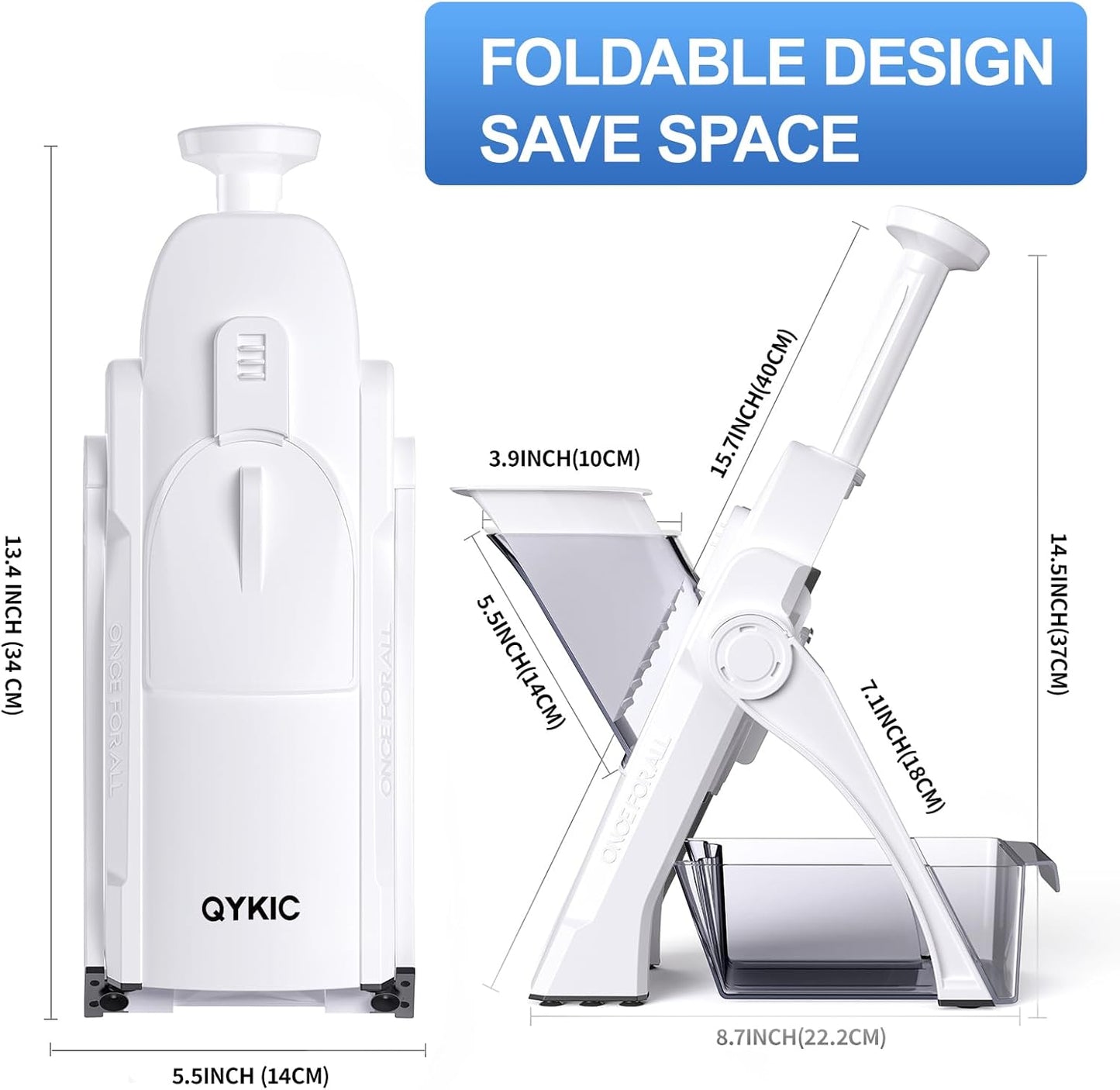 Safe Mandoline Slicer, Potato Clips Slicer,Vegetable Food Slicer,Thickness Adjustable for Cucumber Onion Carrot Lemon (Only Slicer White)