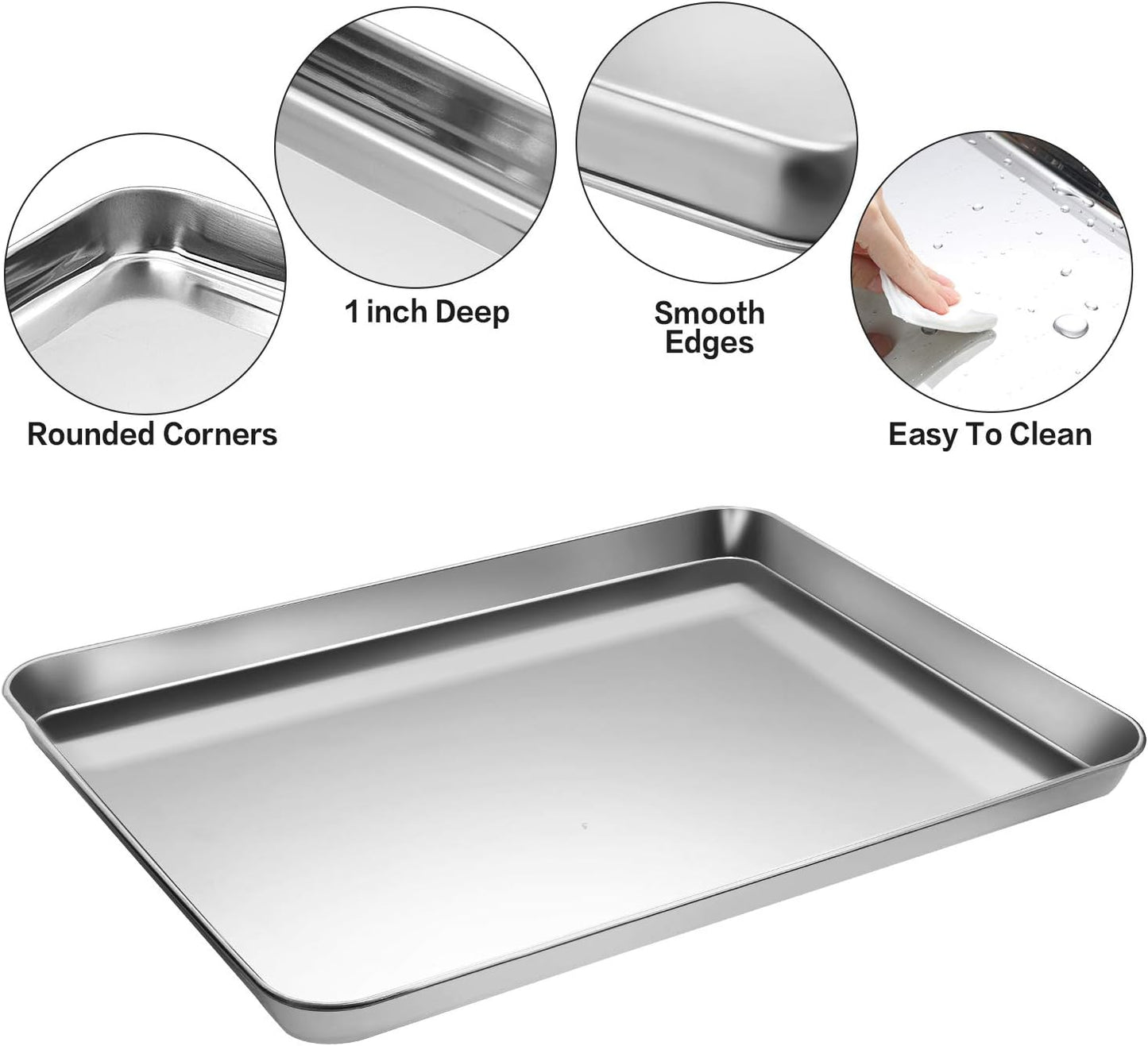 MCIRCO 6 Piece Stainless Steel Baking Sheet with Rack with Silicone Baking Mat Set (2 Pans + 2 Racks + 2 Mats), 17.3 x 13 x 1 Inch Cookie Sheet with Cooling Rack, Easy Clean