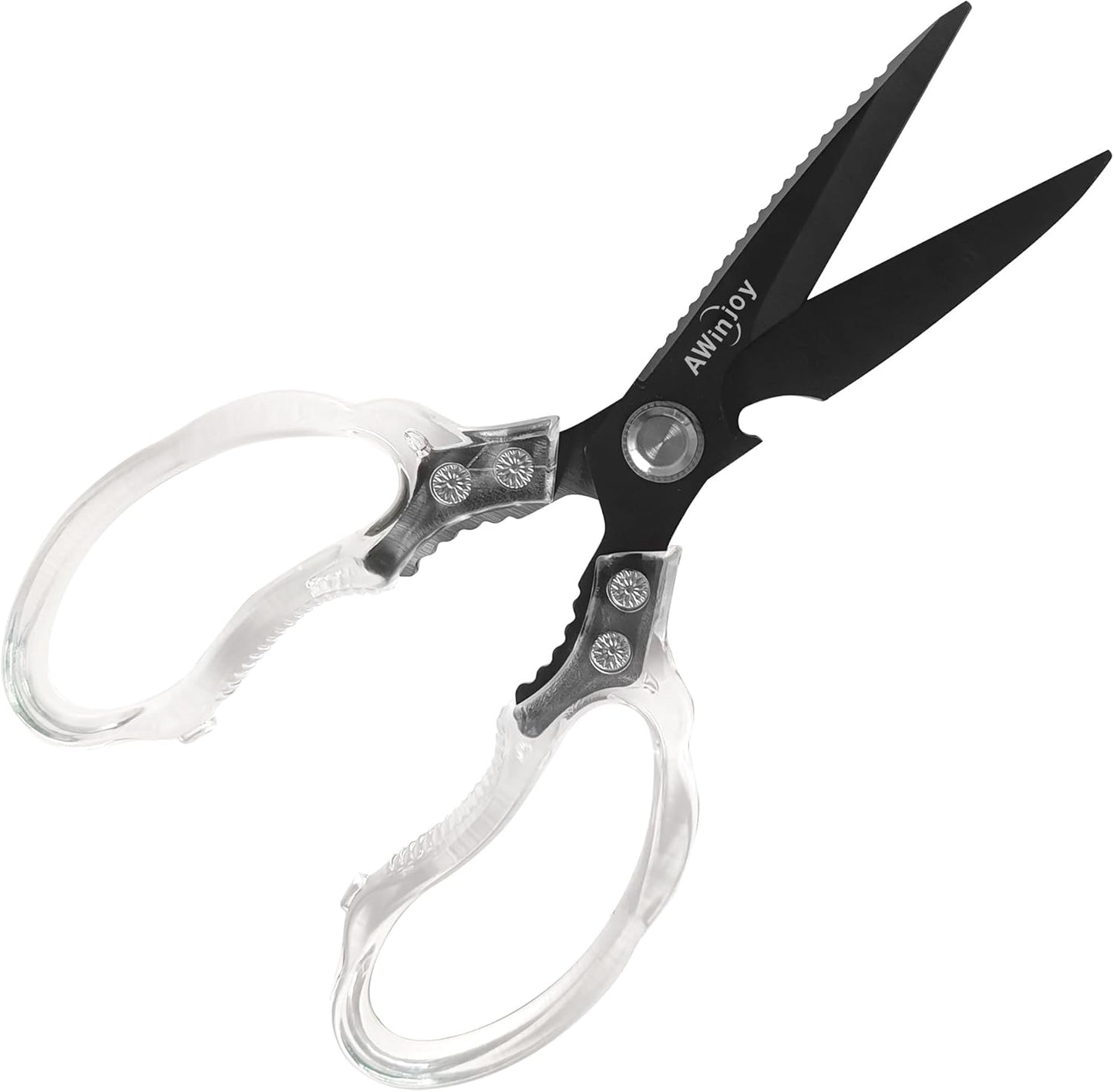 Kitchen Scissors, Heavy Duty Sharp Kitchen Shears, Stainless Steel & Aluminum, Transparent, Serrated Edge, Day Style, 1 Count