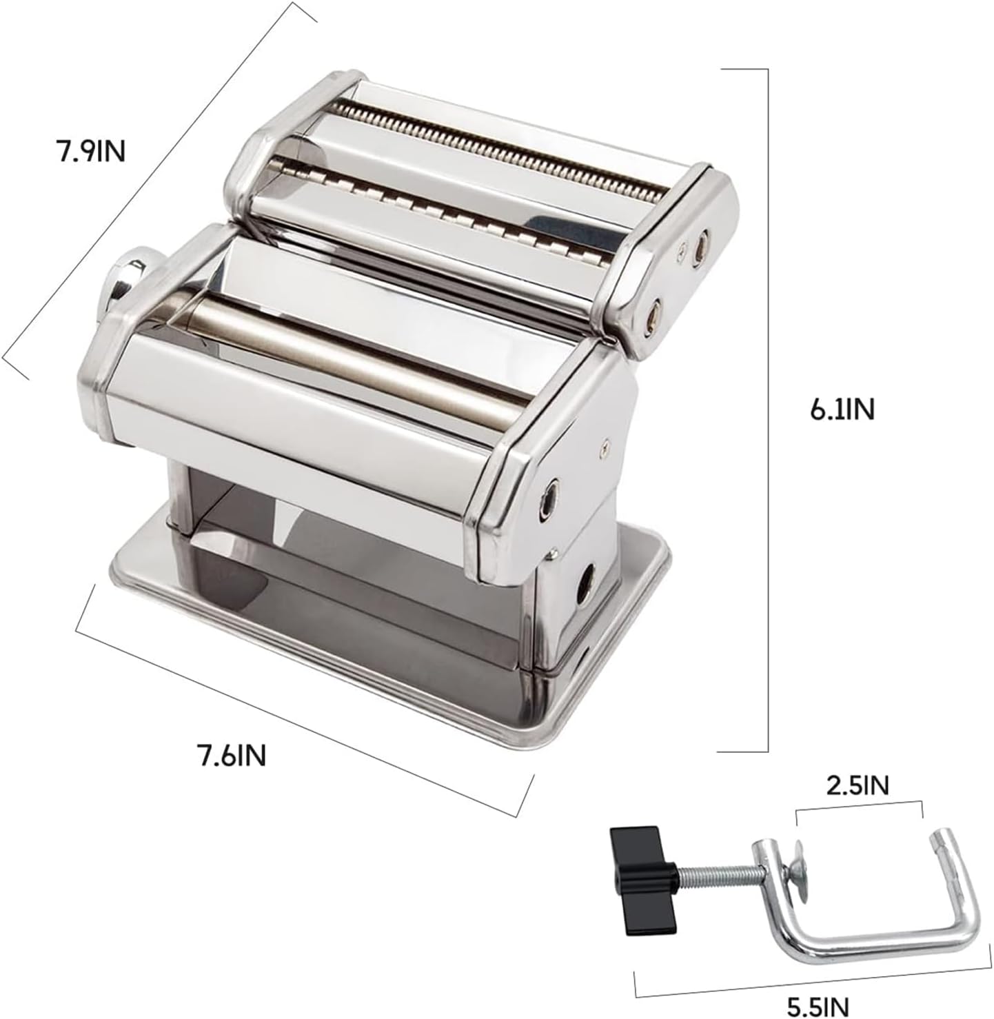 Pasta Maker Machine with 9 Adjustable Thickness Settings, 2 in 1 Noodle Maker Includes Pasta Cutter, Ravioli Maker Attachment & Pasta Drying Rack
