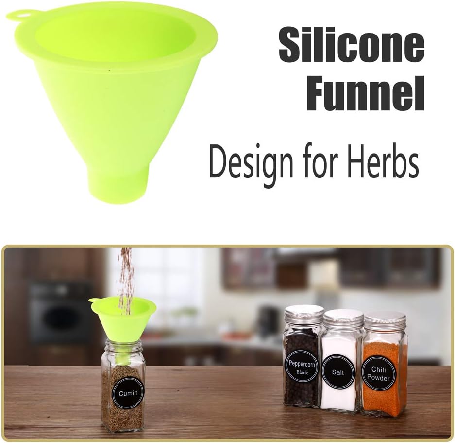 SWOMMOLY Spice Rack Organizer with 18 Empty Square Spice Jars, 396 Spice Labels with Chalk Marker and Funnel Complete Set, Spice Organizer for Countertop, Cabinet or Wall Mount, Black